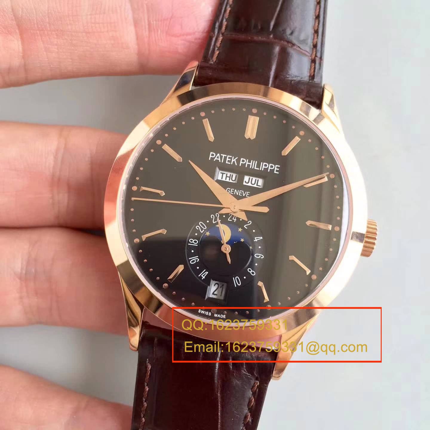 【台湾 Factory 1:1超A高仿 wrist watch 】 PATEK PHILIPPE 复杂功能计时系列5396/1R-001 月相皮带款玫瑰金 wrist watch  / BD209