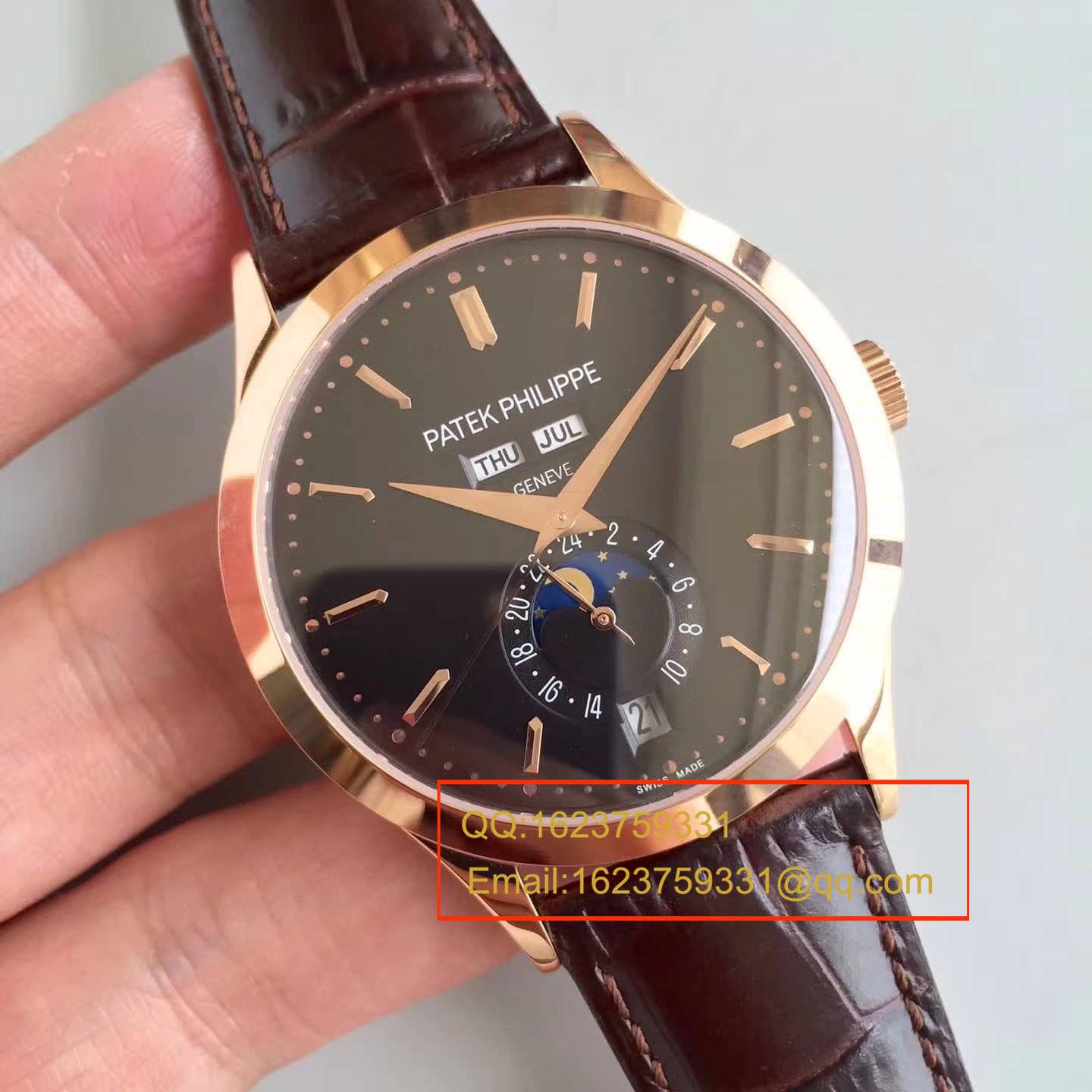 【台湾 Factory 1:1超A高仿 wrist watch 】 PATEK PHILIPPE 复杂功能计时系列5396/1R-001 月相皮带款玫瑰金 wrist watch  / BD209