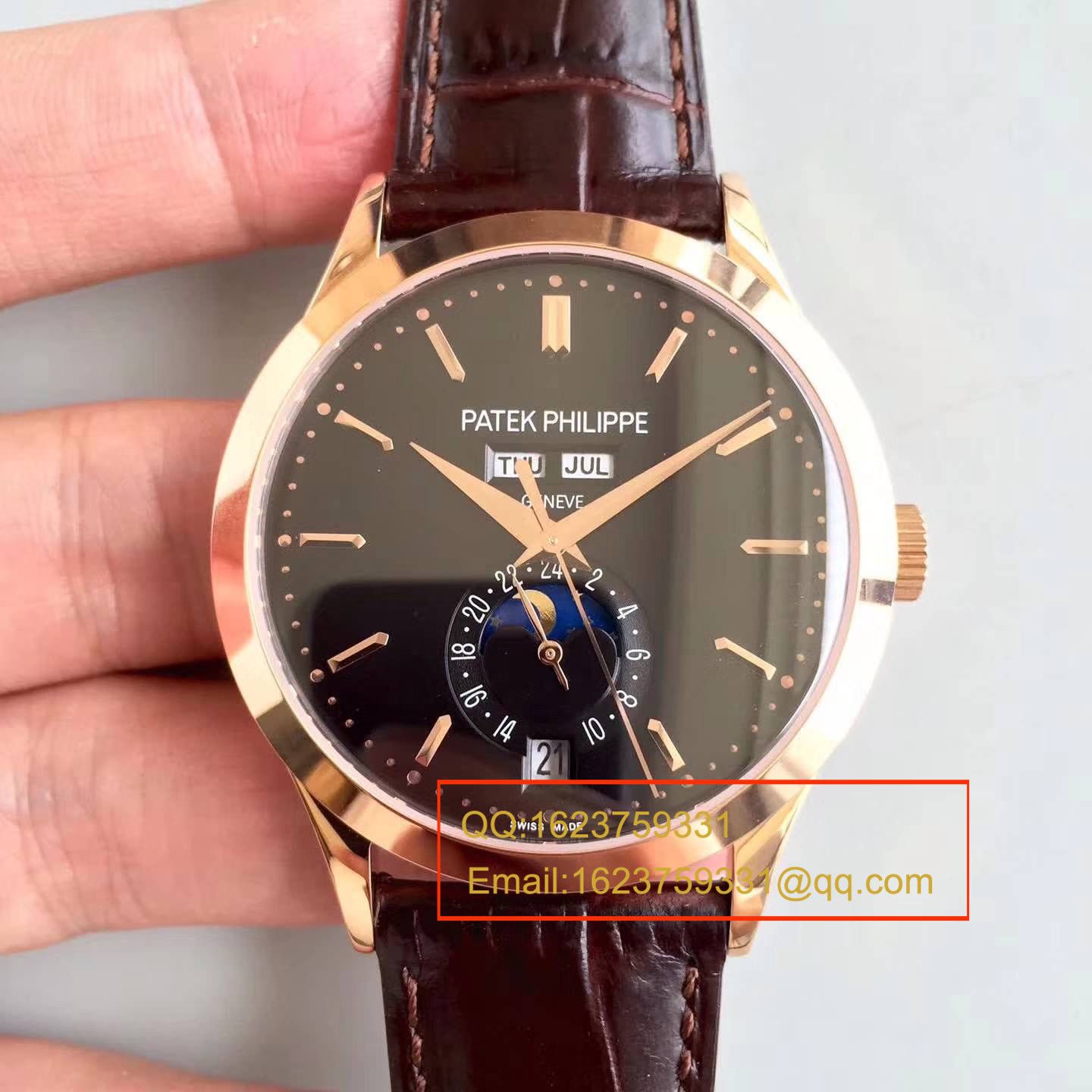 【台湾 Factory 1:1超A高仿 wrist watch 】 PATEK PHILIPPE 复杂功能计时系列5396/1R-001 月相皮带款玫瑰金 wrist watch  / BD209