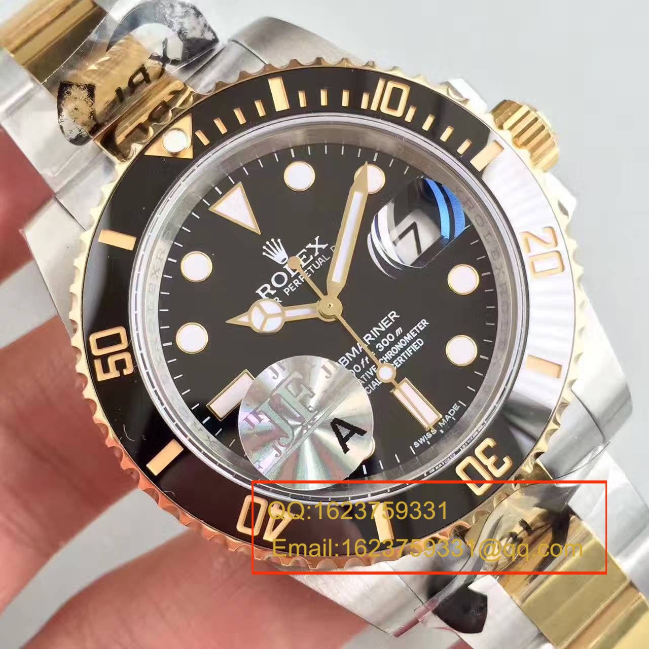 【JF Factory 一比一超A高仿手表】 Rolex  Submariner 型系列116613-LN-97203间金水鬼 wrist watch  / RBG029