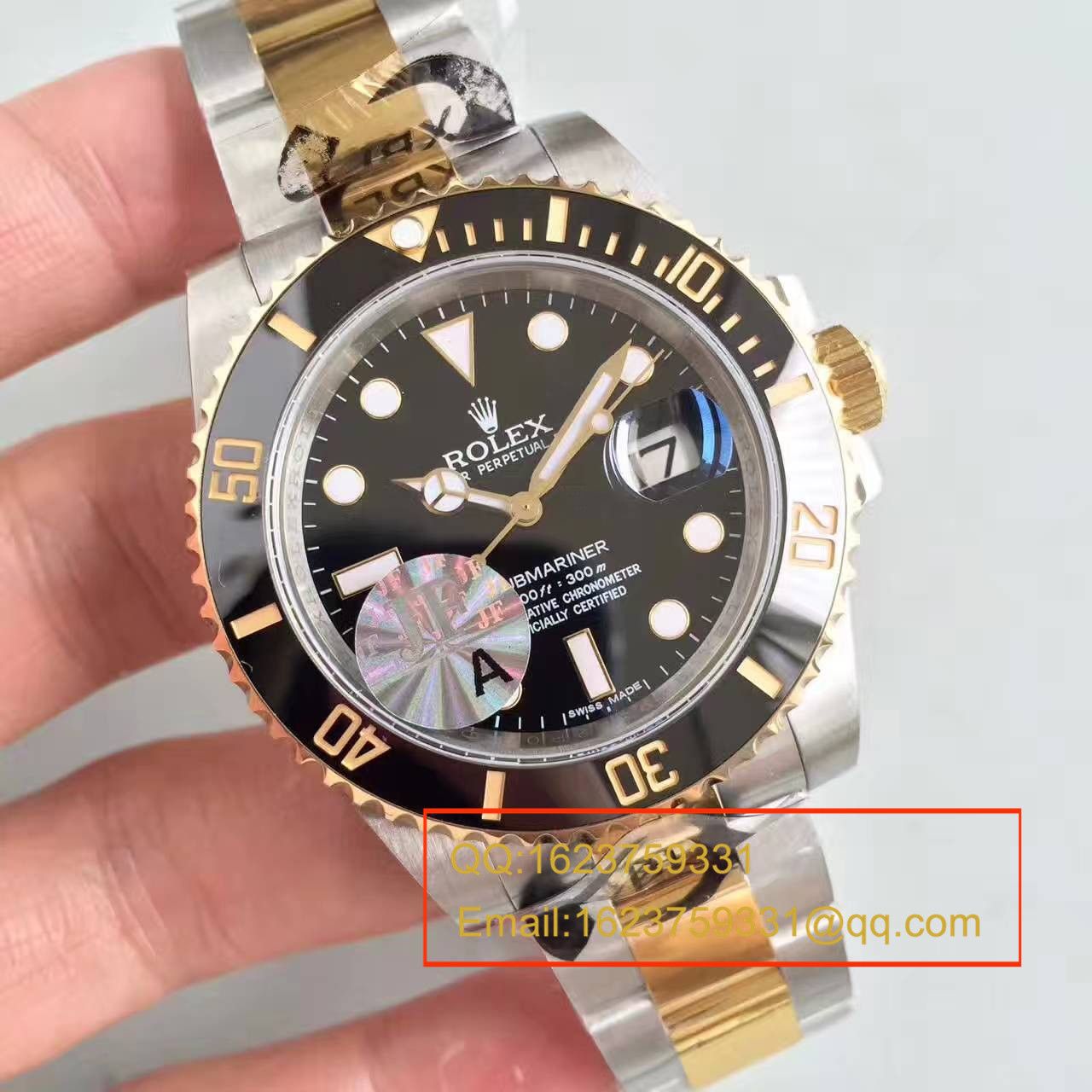 【JF Factory 一比一超A高仿手表】 Rolex  Submariner 型系列116613-LN-97203间金水鬼 wrist watch  / RBG029