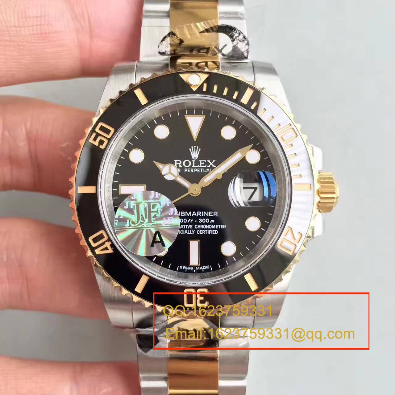 【JF Factory 一比一超A高仿手表】 Rolex  Submariner 型系列116613-LN-97203间金水鬼 wrist watch  / RBG029