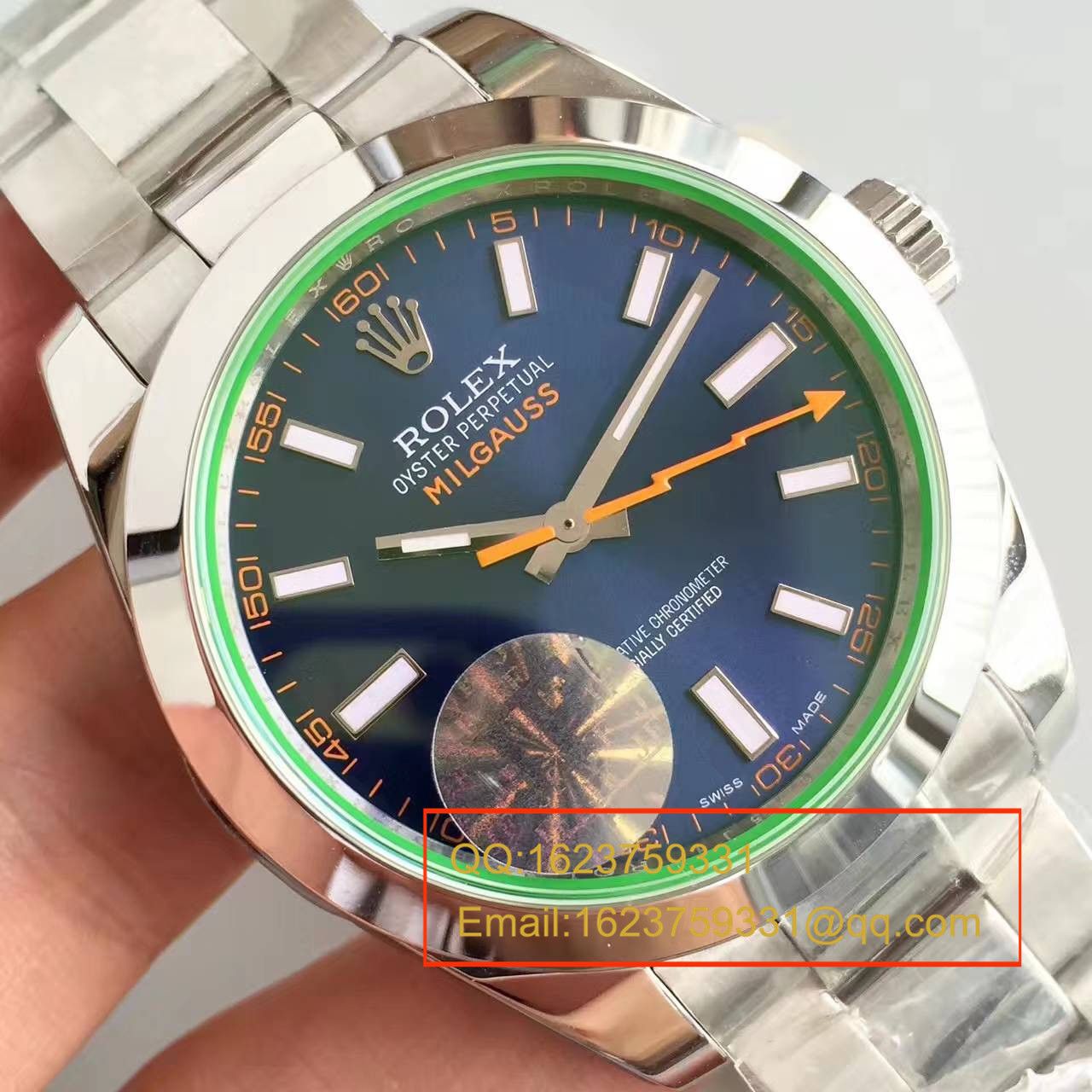 【JF Factory 1:1高精仿手表】 Rolex MILGAUSS系列116400-GV-72400蓝盘 wrist watch 《蓝色闪电》 / R001
