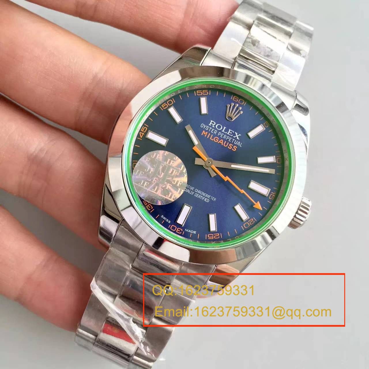 【JF Factory 1:1高精仿手表】 Rolex MILGAUSS系列116400-GV-72400蓝盘 wrist watch 《蓝色闪电》 / R001