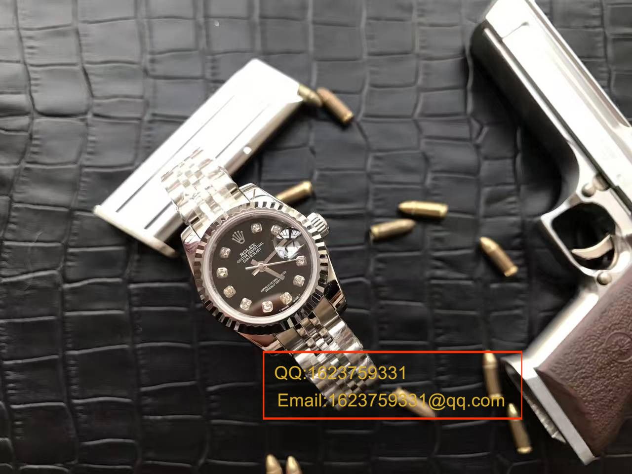 【台湾 Factory 一比一超A高仿手表】 Rolex 女装  Datejust 系列179174黑盘镶钻女士 wrist watch  / RB0170