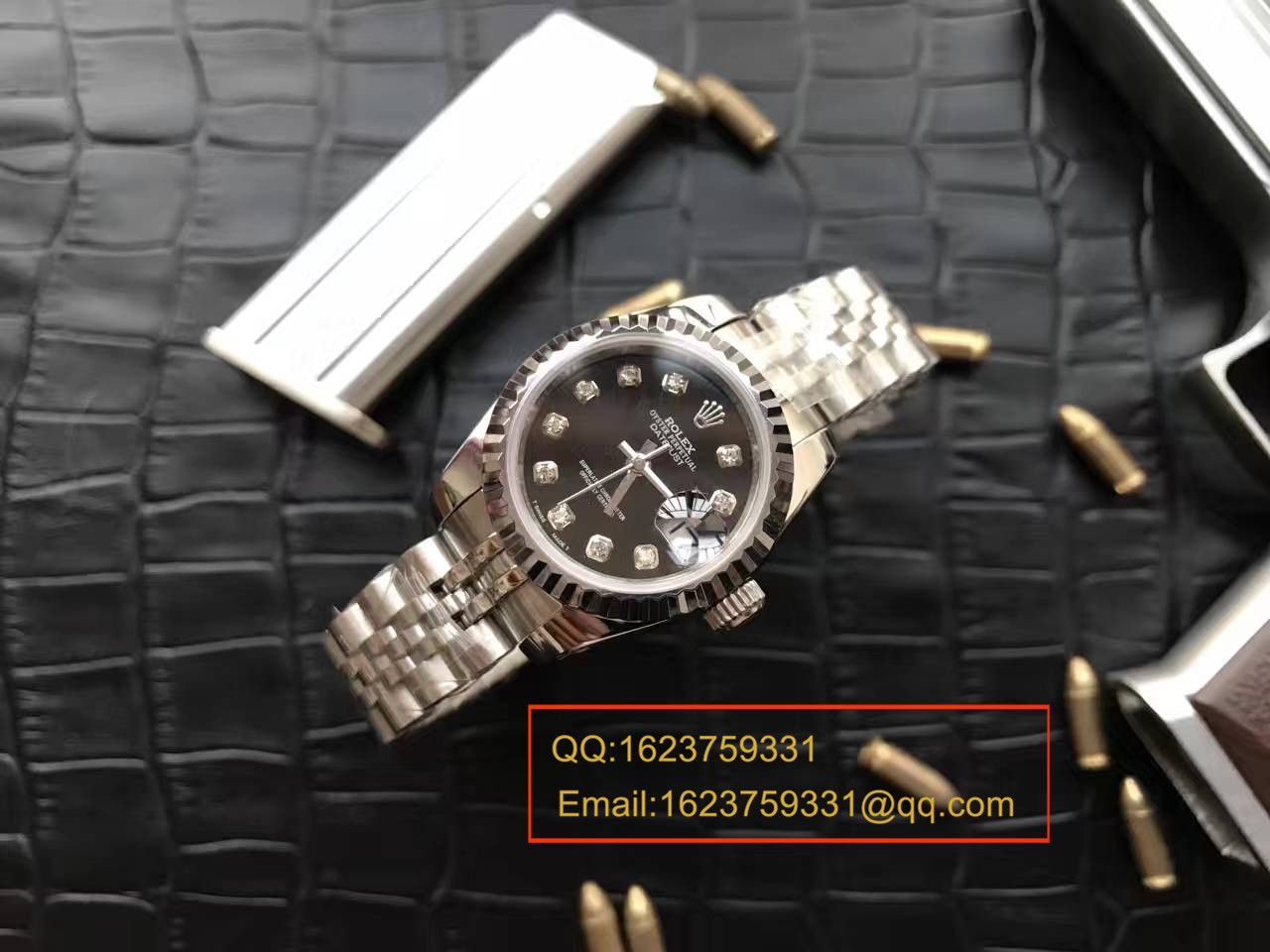 【台湾 Factory 一比一超A高仿手表】 Rolex 女装  Datejust 系列179174黑盘镶钻女士 wrist watch  / RB0170