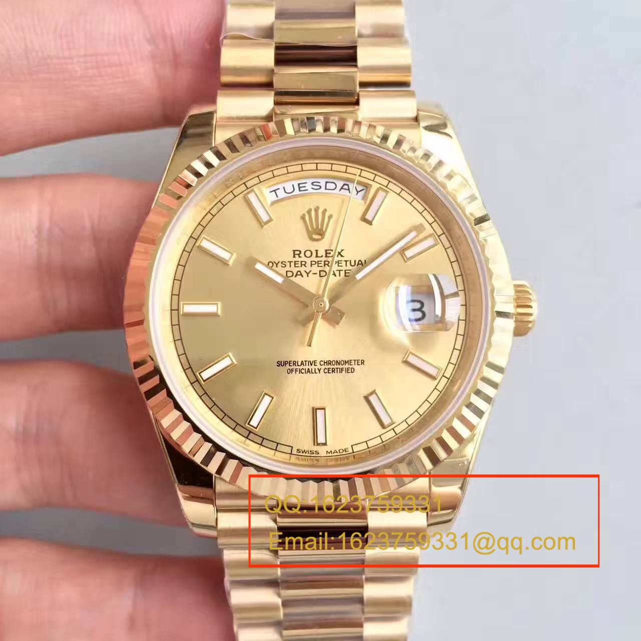 【N Factory 一比一复刻高仿手表】 Rolex  Day-Date 型系列228238金盘 wrist watch  / RBE169