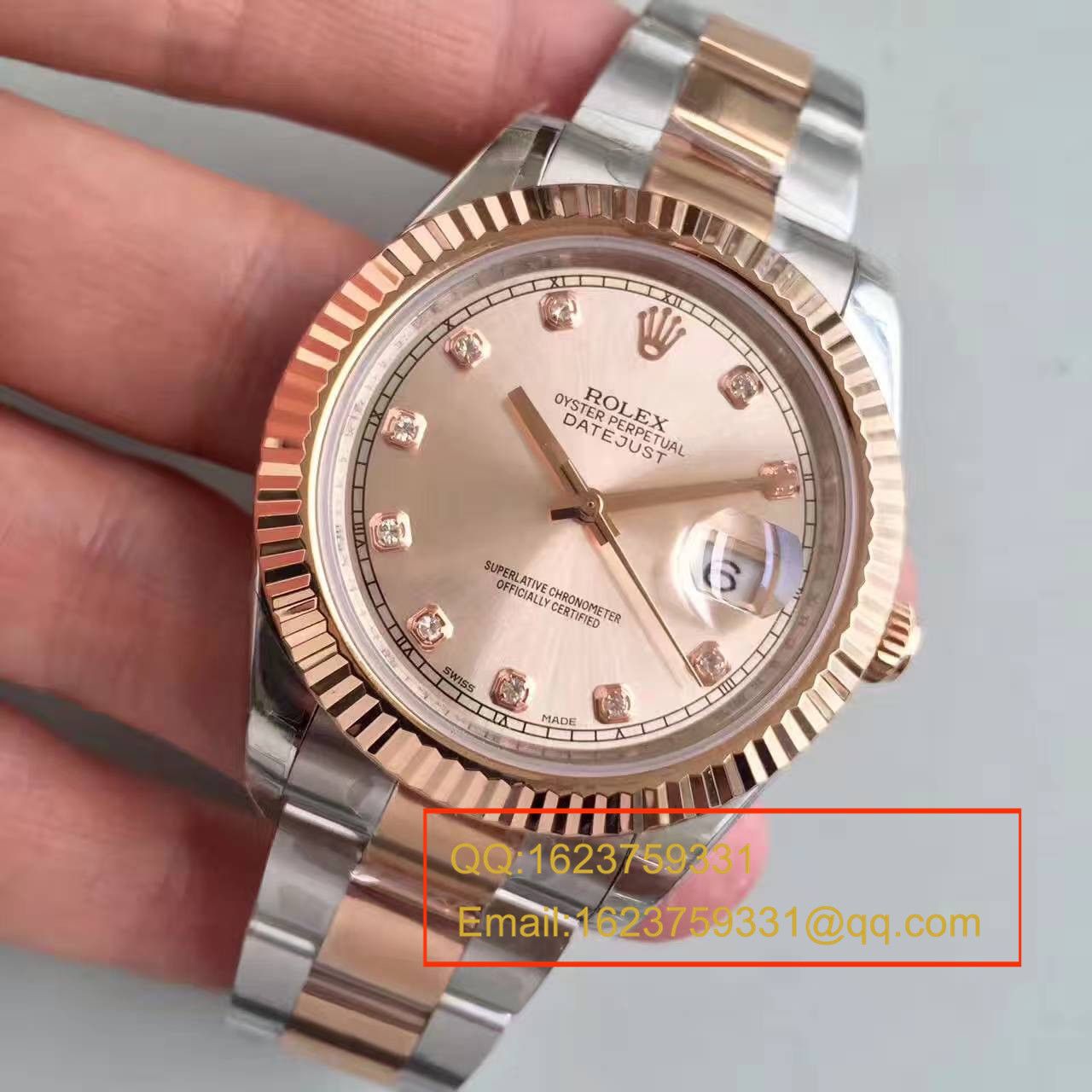 【NOOB Factory 一比一高仿手表】 Rolex   Datejust 系列126331粉盘镶钻 wrist watch  / R164