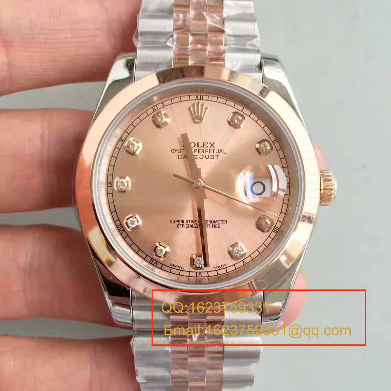 【NOOB Factory 一比一高仿手表】 Rolex   Datejust 系列126331粉盘镶钻 wrist watch  / R164