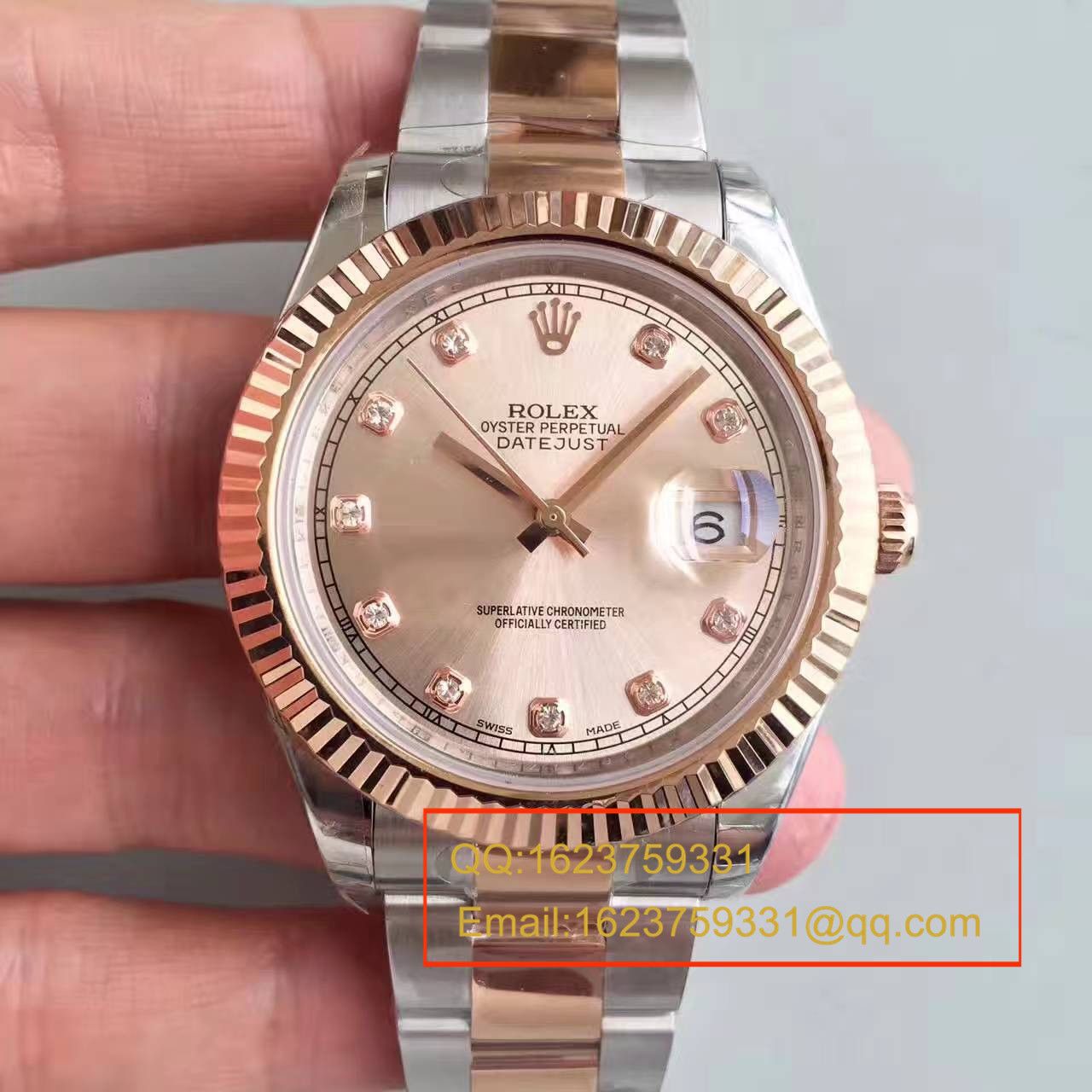 【NOOB Factory 一比一高仿手表】 Rolex   Datejust 系列126331粉盘镶钻 wrist watch  / R164