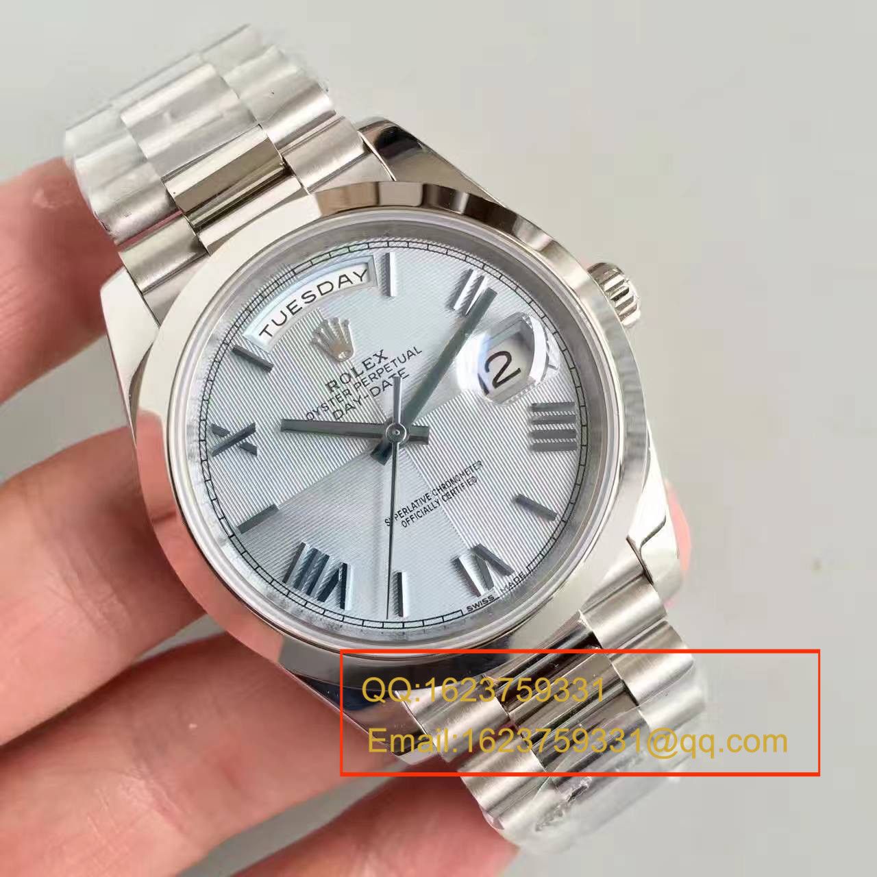 【N Factory 一比一超A高精仿手表】 Rolex  Day-Date 型系列228206冰蓝暗纹盘男士机械 wrist watch  / RBE067