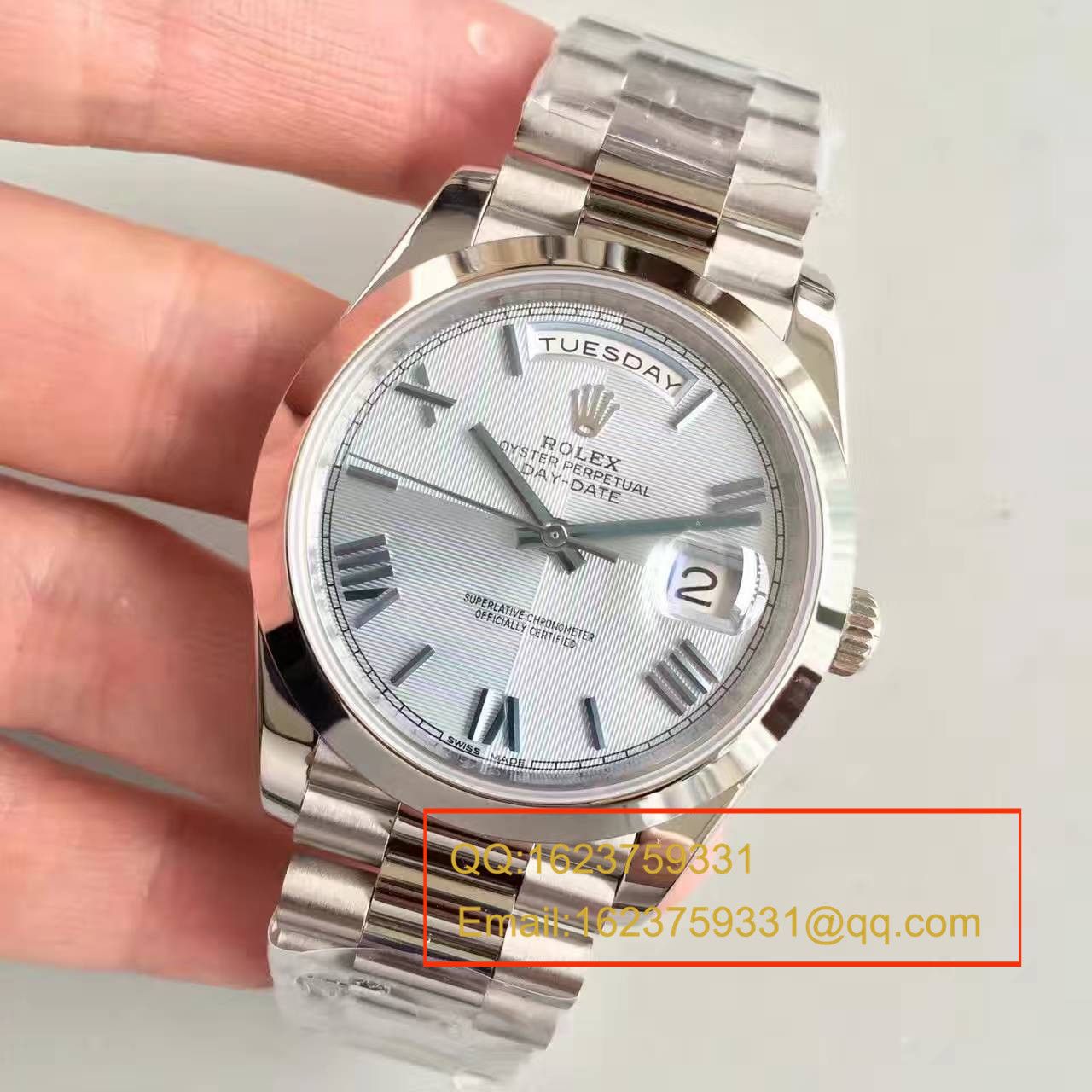【N Factory 一比一超A高精仿手表】 Rolex  Day-Date 型系列228206冰蓝暗纹盘男士机械 wrist watch  / RBE067