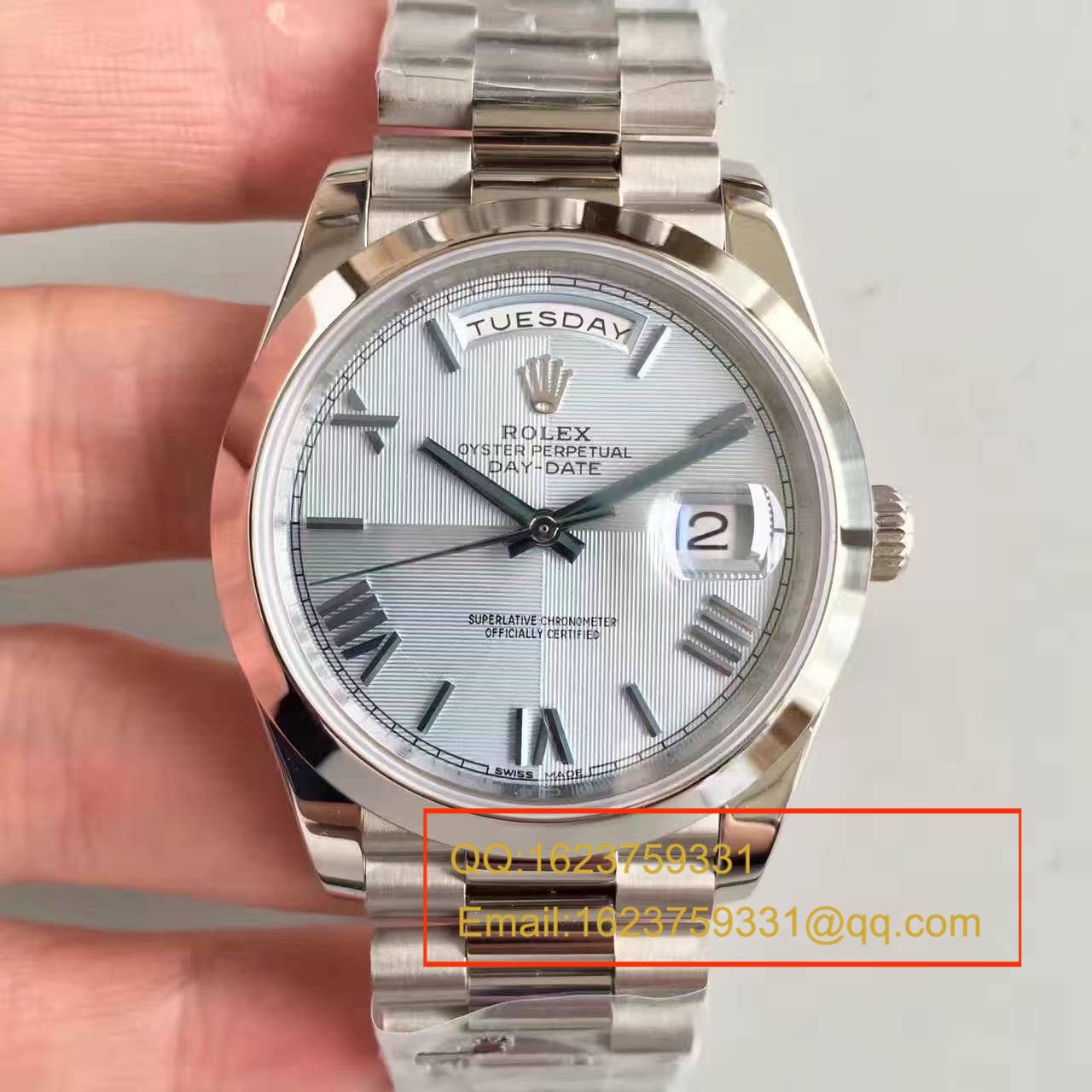 【N Factory 一比一超A高精仿手表】 Rolex  Day-Date 型系列228206冰蓝暗纹盘男士机械 wrist watch  / RBE067