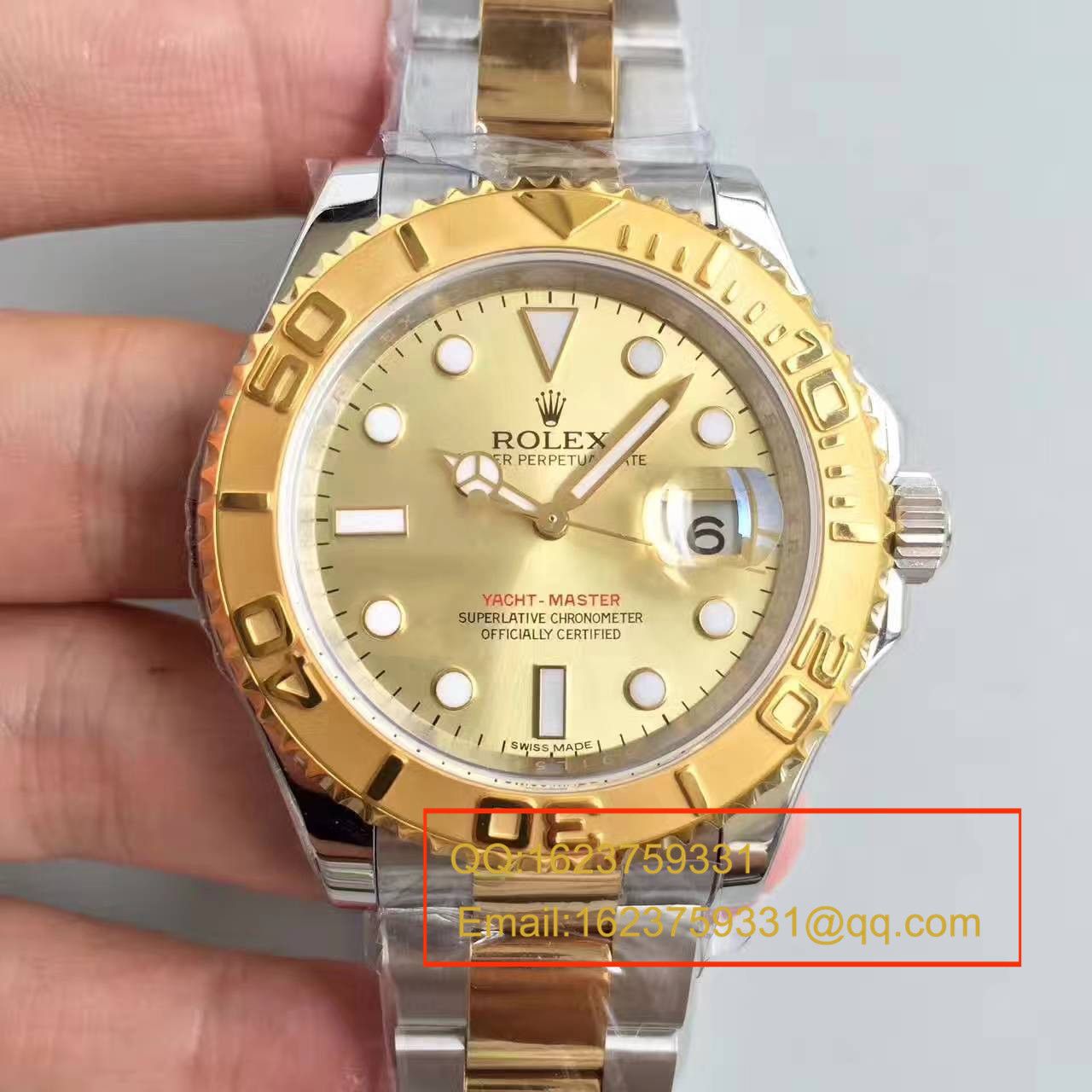 【JF Factory 一比一超A高仿手表】 Rolex  Yacht-Master 系列168623-78753 香槟色表盘 wrist watch  / RBc098