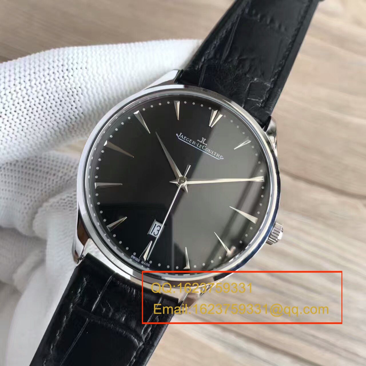 【台湾 Factory 一比一复刻手表】 Jaeger-LeCoultre 大型超薄日历大师系列男表黑面 / JJ096