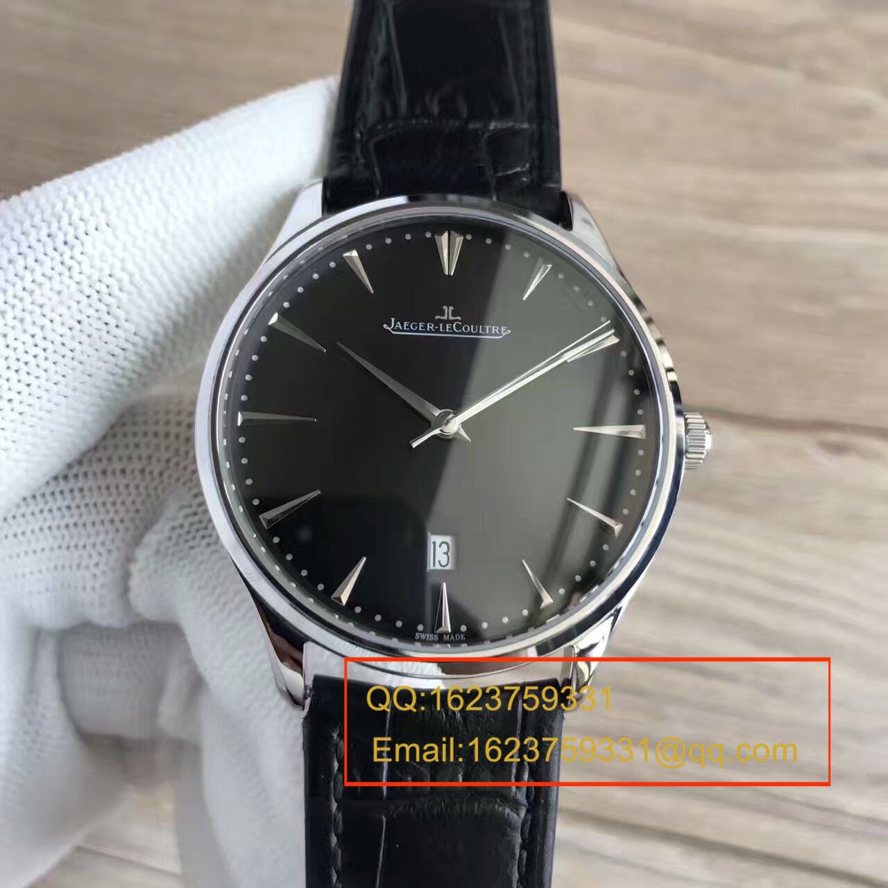 【台湾 Factory 一比一复刻手表】 Jaeger-LeCoultre 大型超薄日历大师系列男表黑面 / JJ096