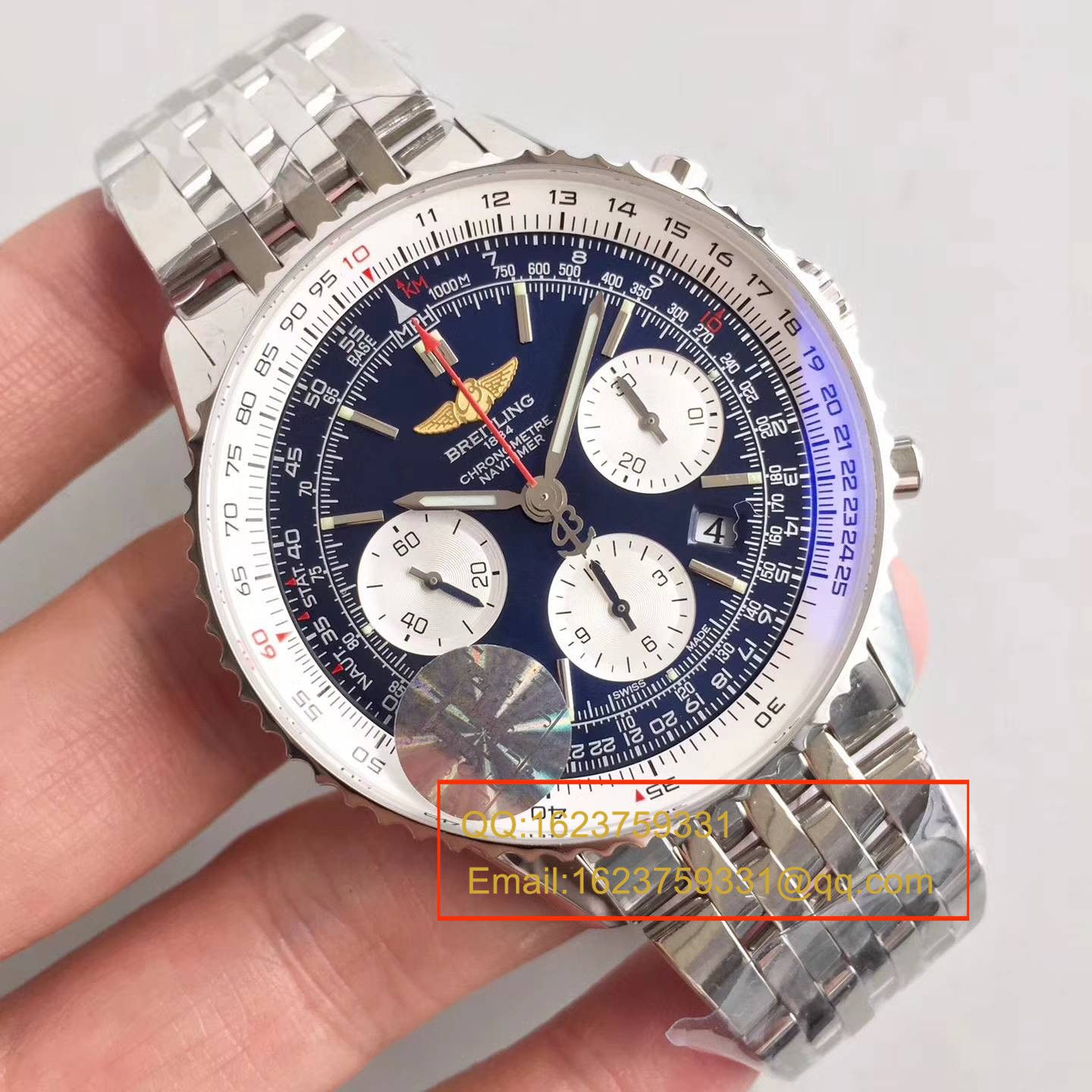 【JF Factory 一比一复刻高仿手表】 Breitling 航空计时系列“太阳的后裔”-蓝色表盘-Navitimer航空精钢表链 wrist watch  / BL017