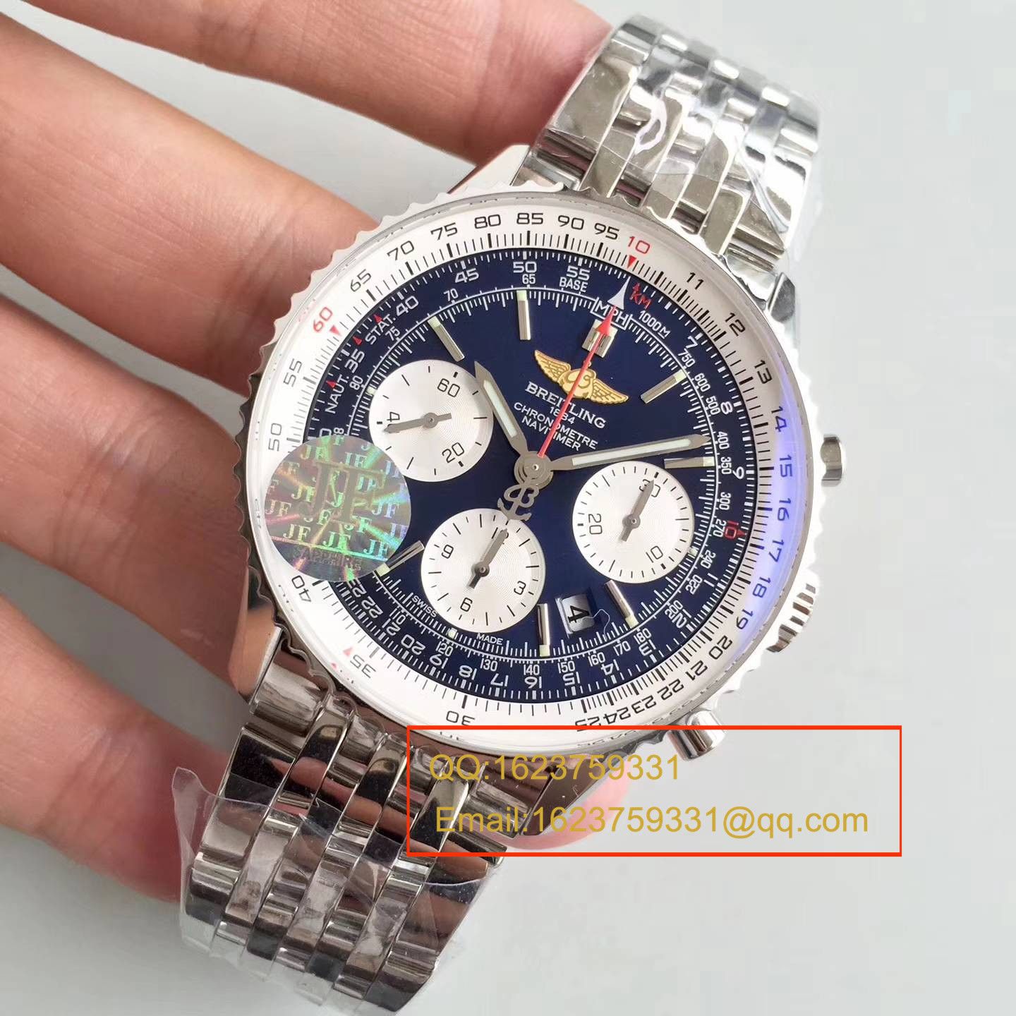 【JF Factory 一比一复刻高仿手表】 Breitling 航空计时系列“太阳的后裔”-蓝色表盘-Navitimer航空精钢表链 wrist watch  / BL017