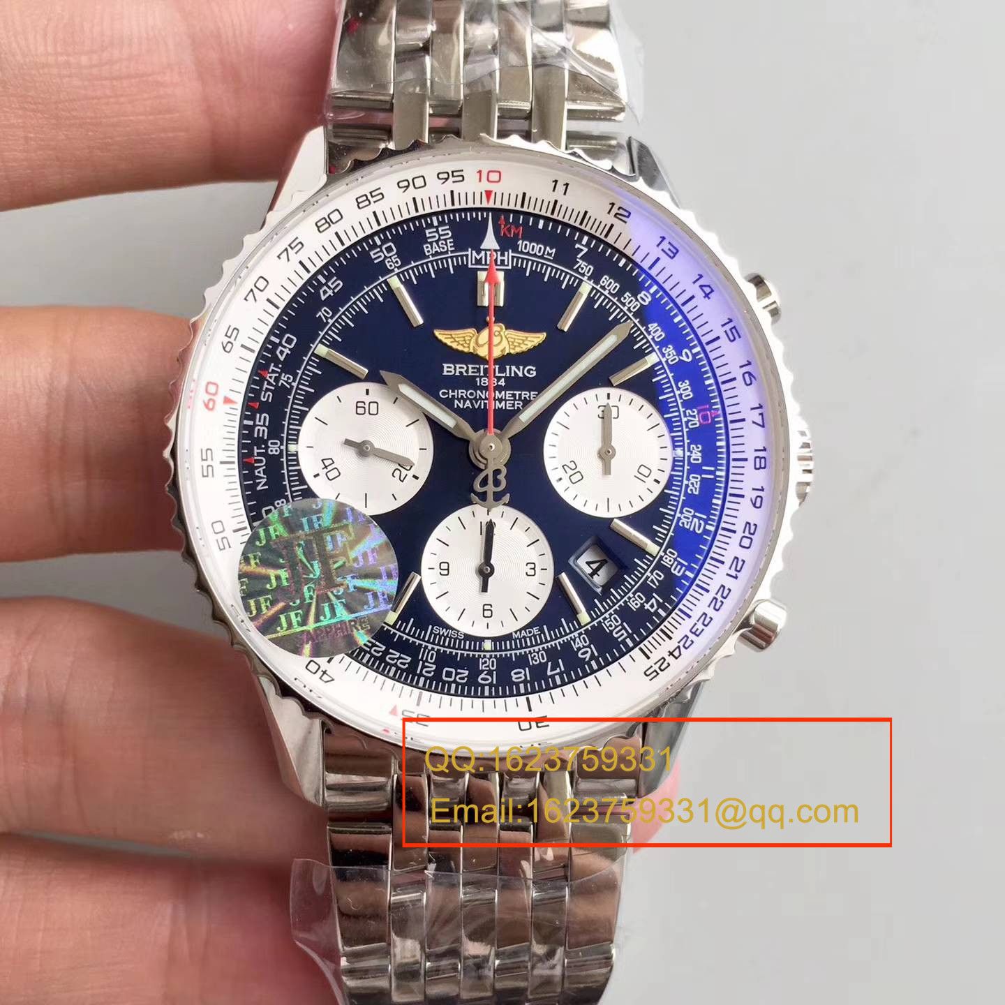 【JF Factory 一比一复刻高仿手表】 Breitling 航空计时系列“太阳的后裔”-蓝色表盘-Navitimer航空精钢表链 wrist watch  / BL017