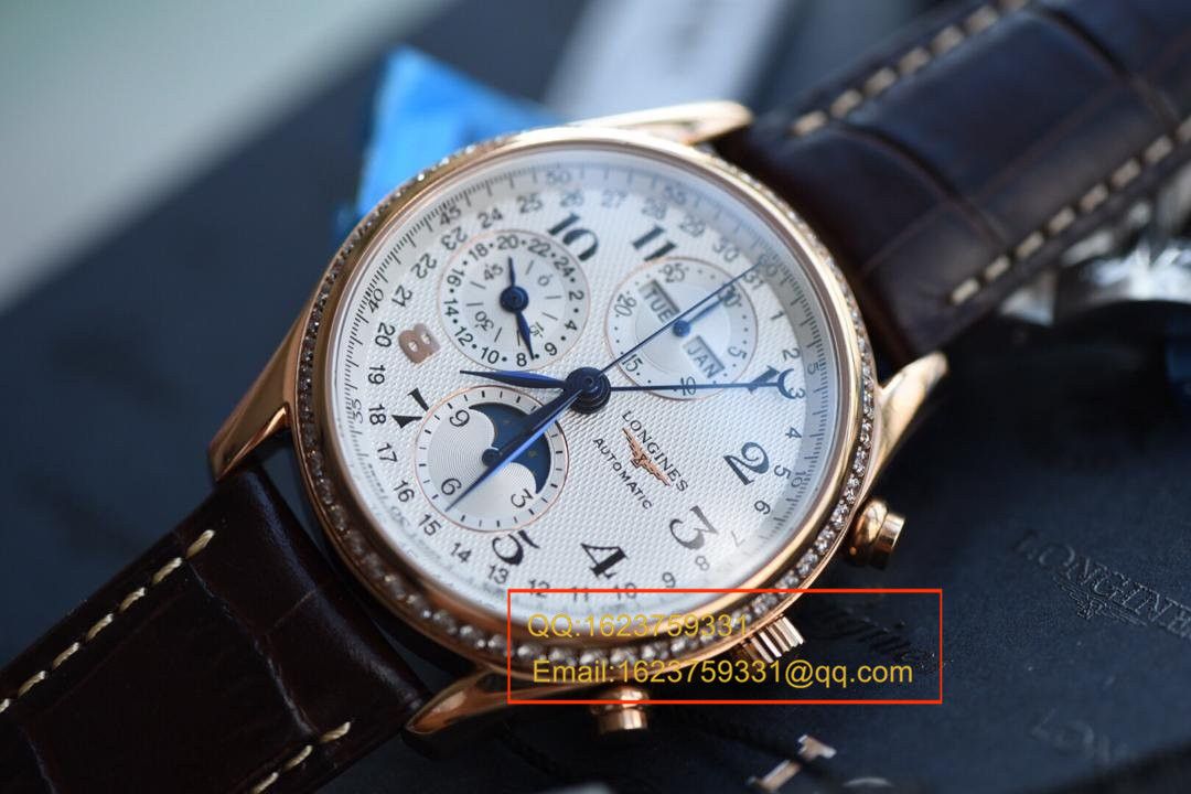 【视频解析】 Longines 名匠复刻高仿旗舰版本八针月相土豪金版本 wrist watch 《表圈镶钻》 / L066