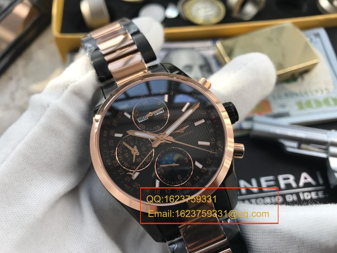 【 Video analysis YL Factory 一比一超A高仿手表】 Longines 康铂旗舰版黑色间金版男表 / L054