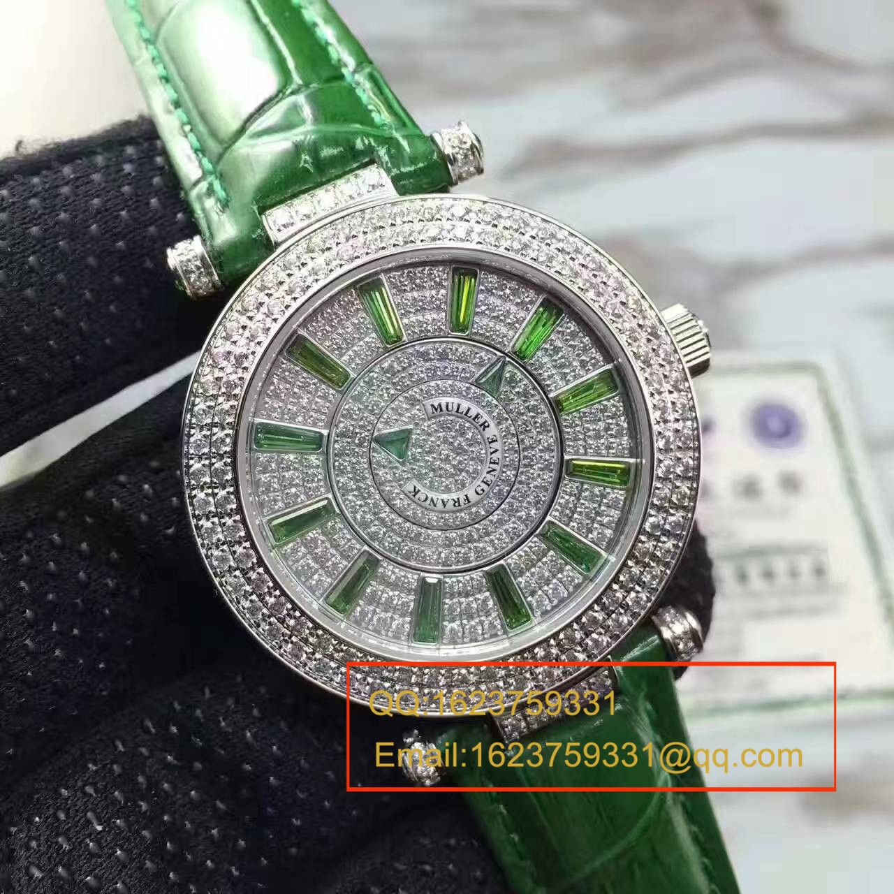 法兰克.穆勒DOUBLE MYSTERY系列42 DM D2R CD 白盘绿色 watchband  女士 wrist watch  / FLBF015
