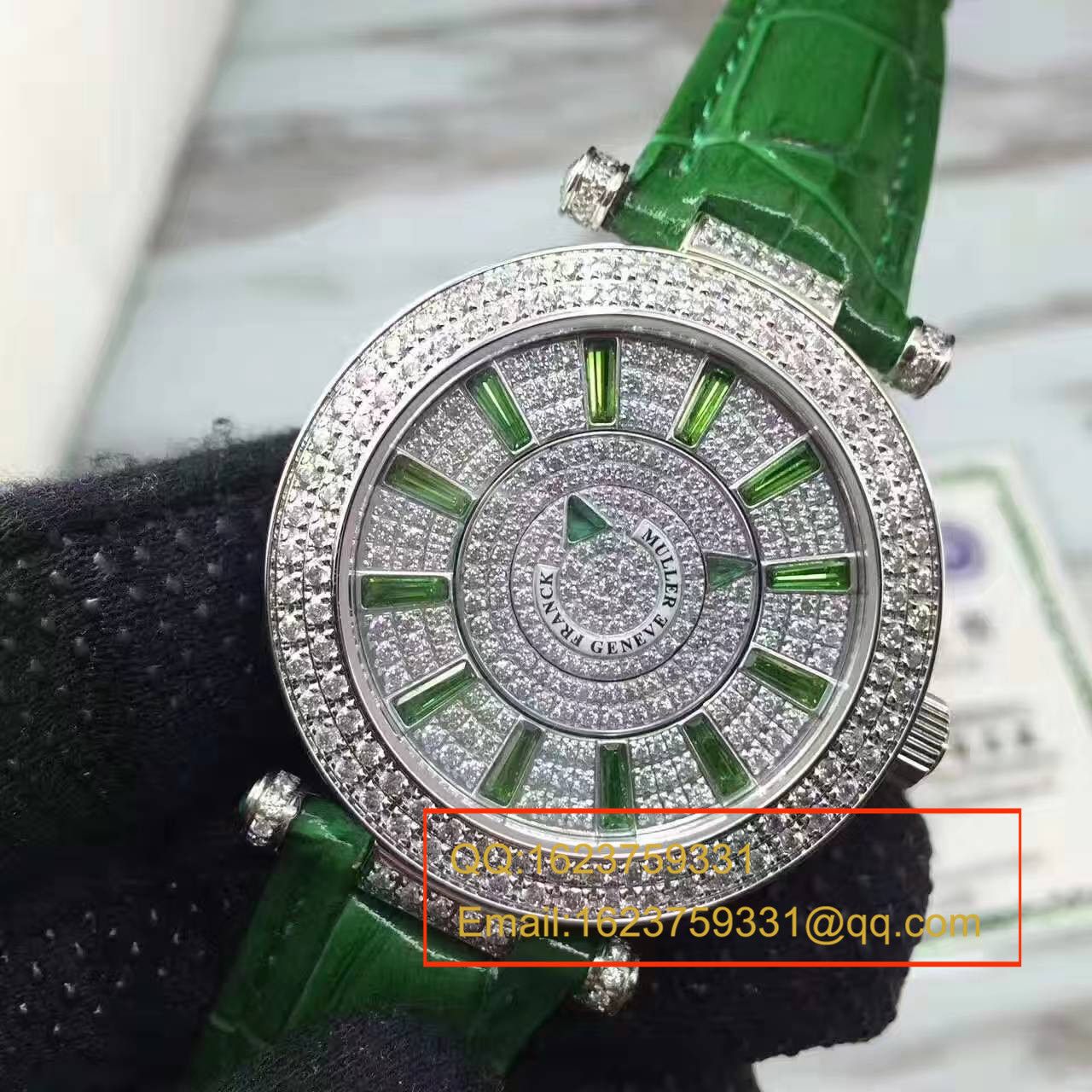 法兰克.穆勒DOUBLE MYSTERY系列42 DM D2R CD 白盘绿色 watchband  女士 wrist watch  / FLBF015