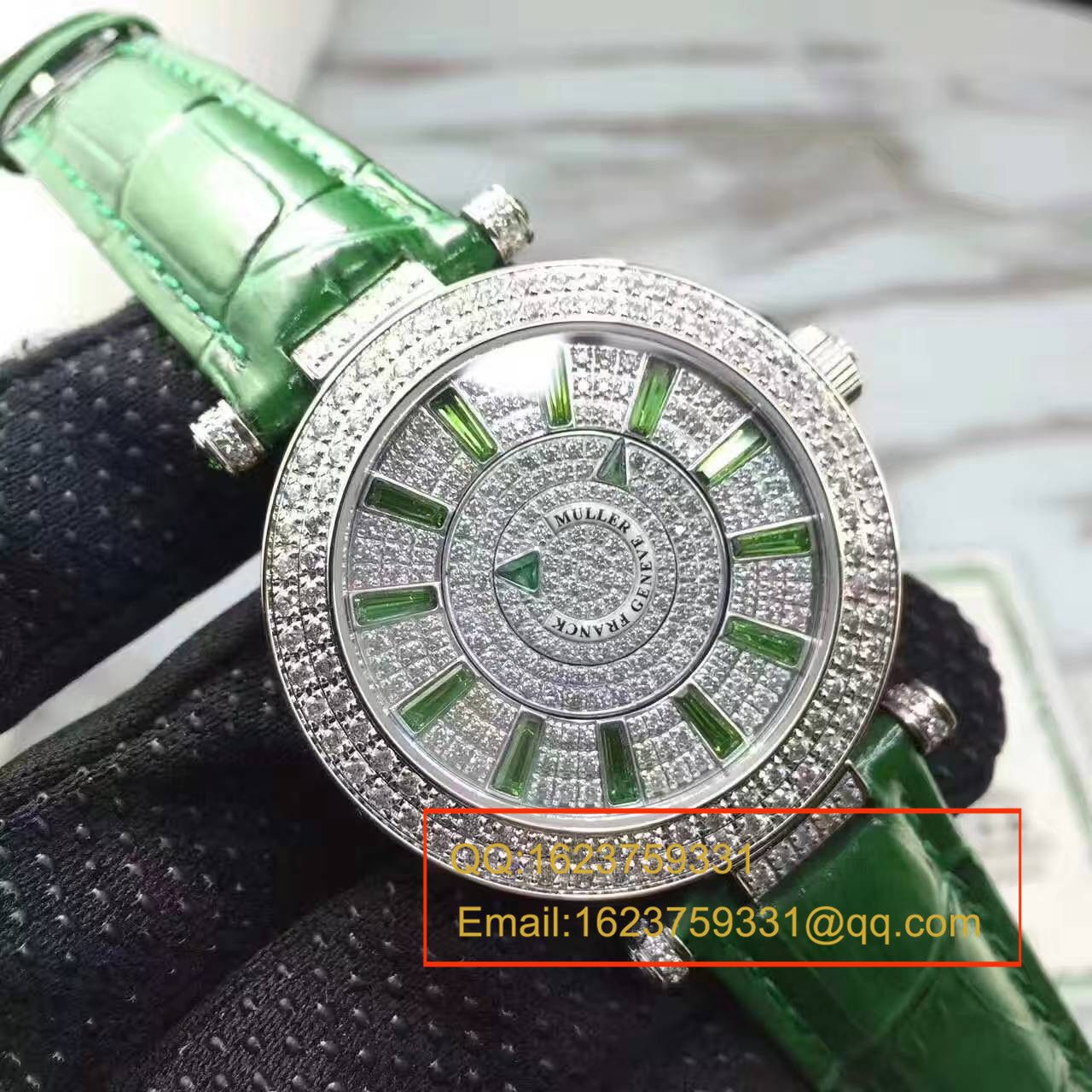 法兰克.穆勒DOUBLE MYSTERY系列42 DM D2R CD 白盘绿色 watchband  女士 wrist watch  / FLBF015