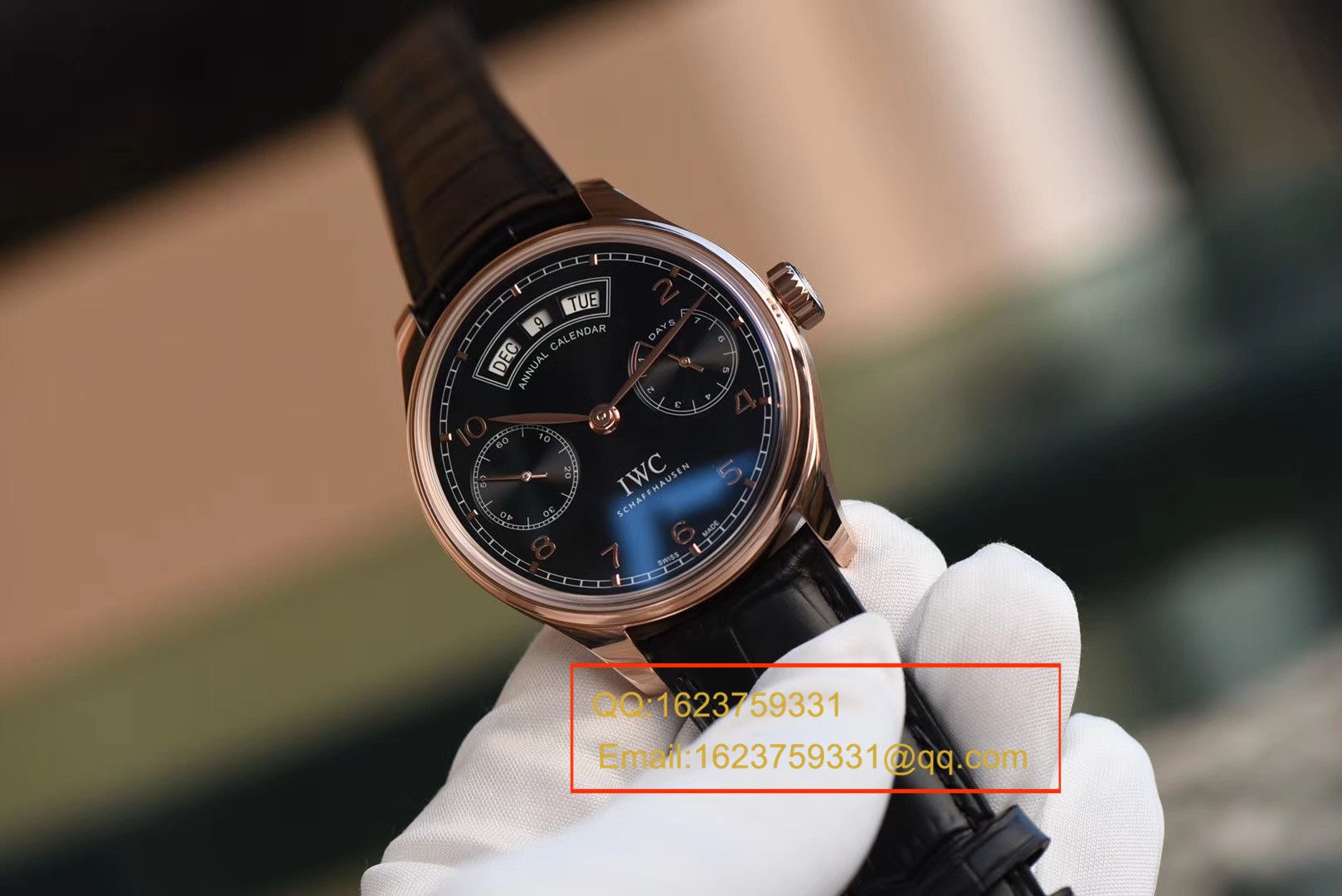 【YL一比一超A高仿手表】 IWC 葡萄牙年历 wrist watch  IWC 年历玫瑰金黑面款 / WG125