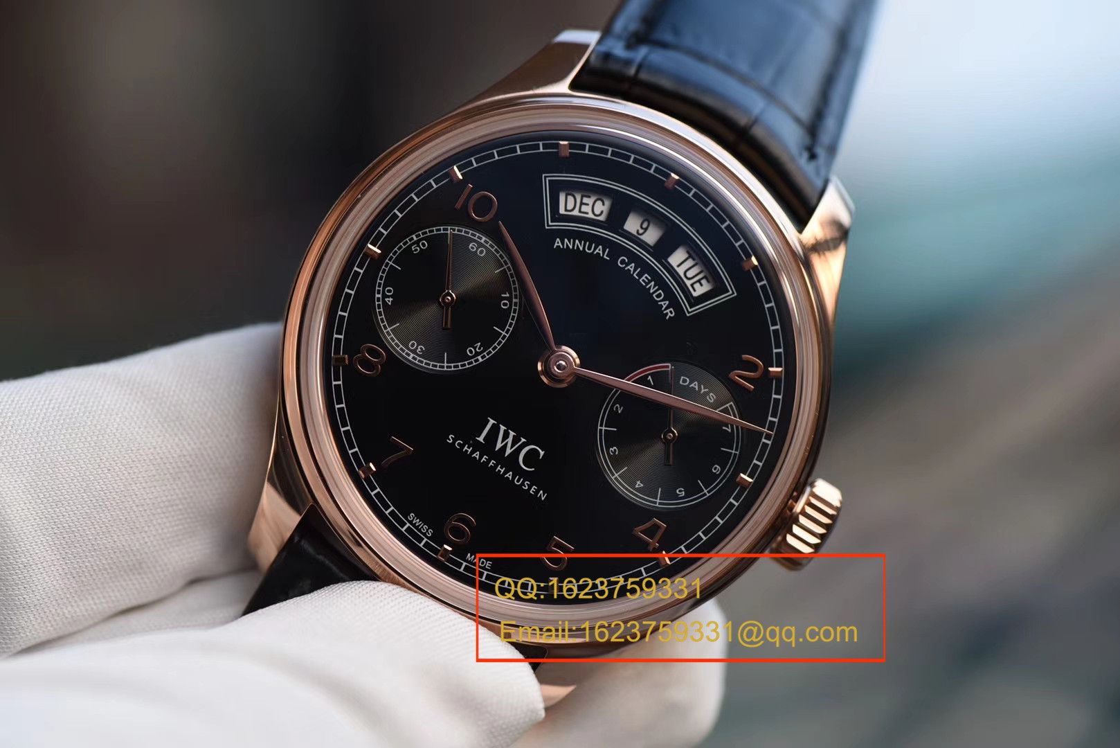 【YL一比一超A高仿手表】 IWC 葡萄牙年历 wrist watch  IWC 年历玫瑰金黑面款 / WG125