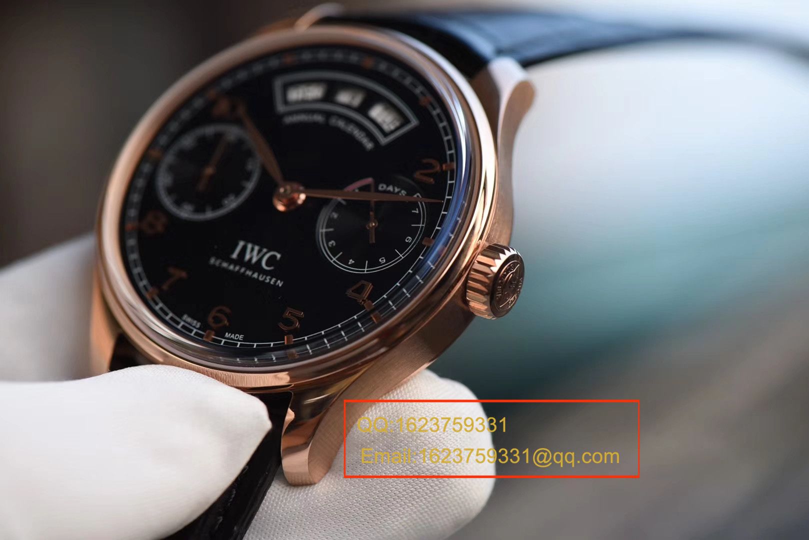 【YL一比一超A高仿手表】 IWC 葡萄牙年历 wrist watch  IWC 年历玫瑰金黑面款 / WG125