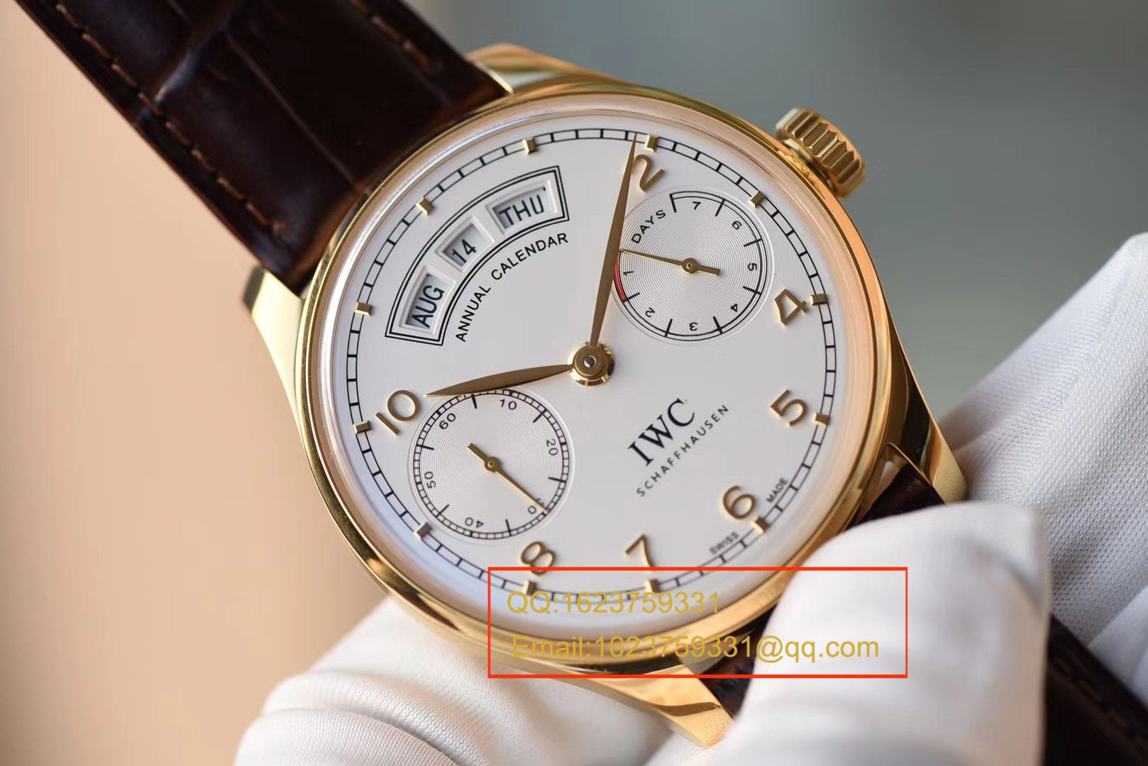 【YL一比一超A高精仿手表】 IWC 葡萄牙年历 wrist watch 系列 IWC 年历黄金壳白面款 / WG105
