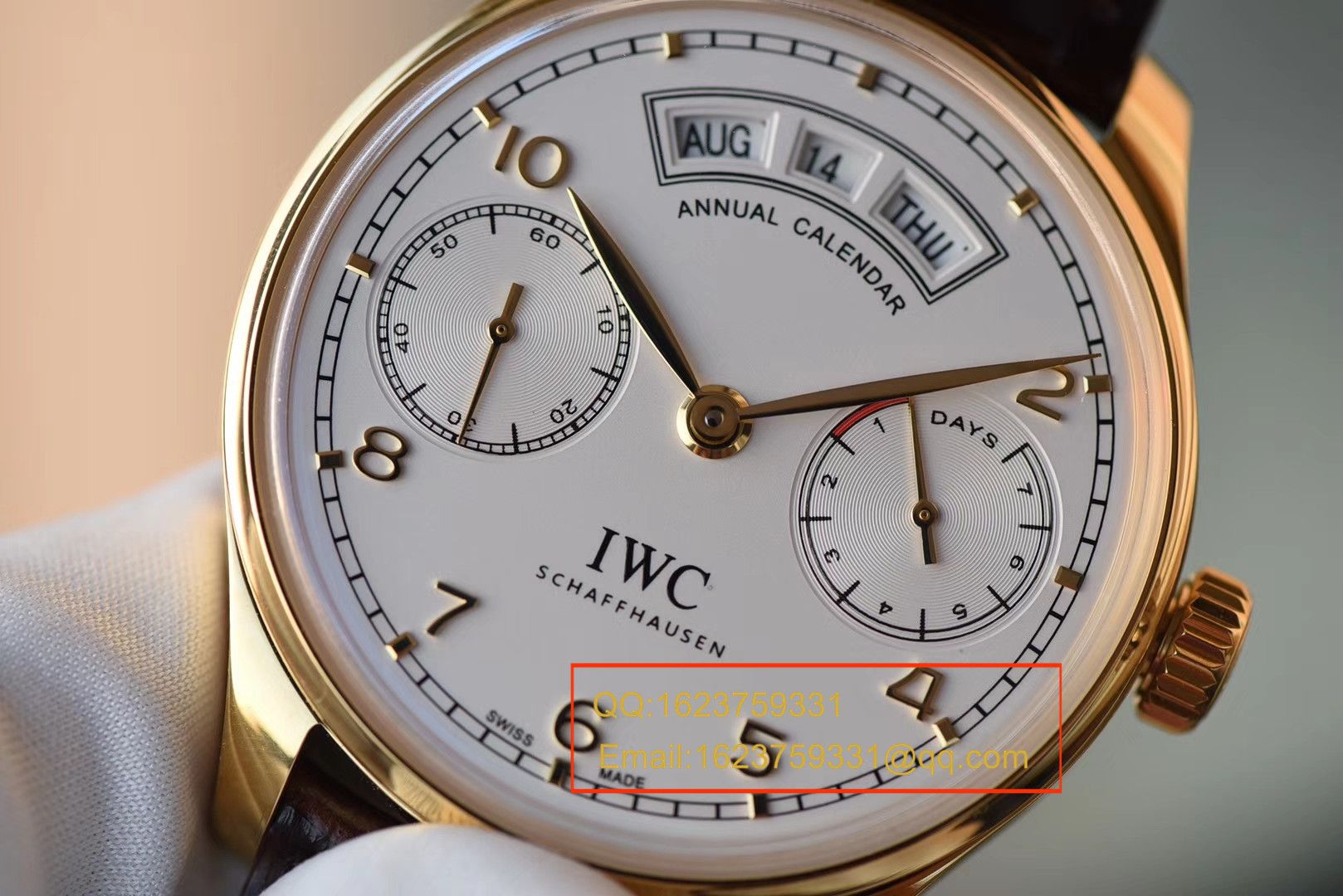 【YL一比一超A高精仿手表】 IWC 葡萄牙年历 wrist watch 系列 IWC 年历黄金壳白面款 / WG105