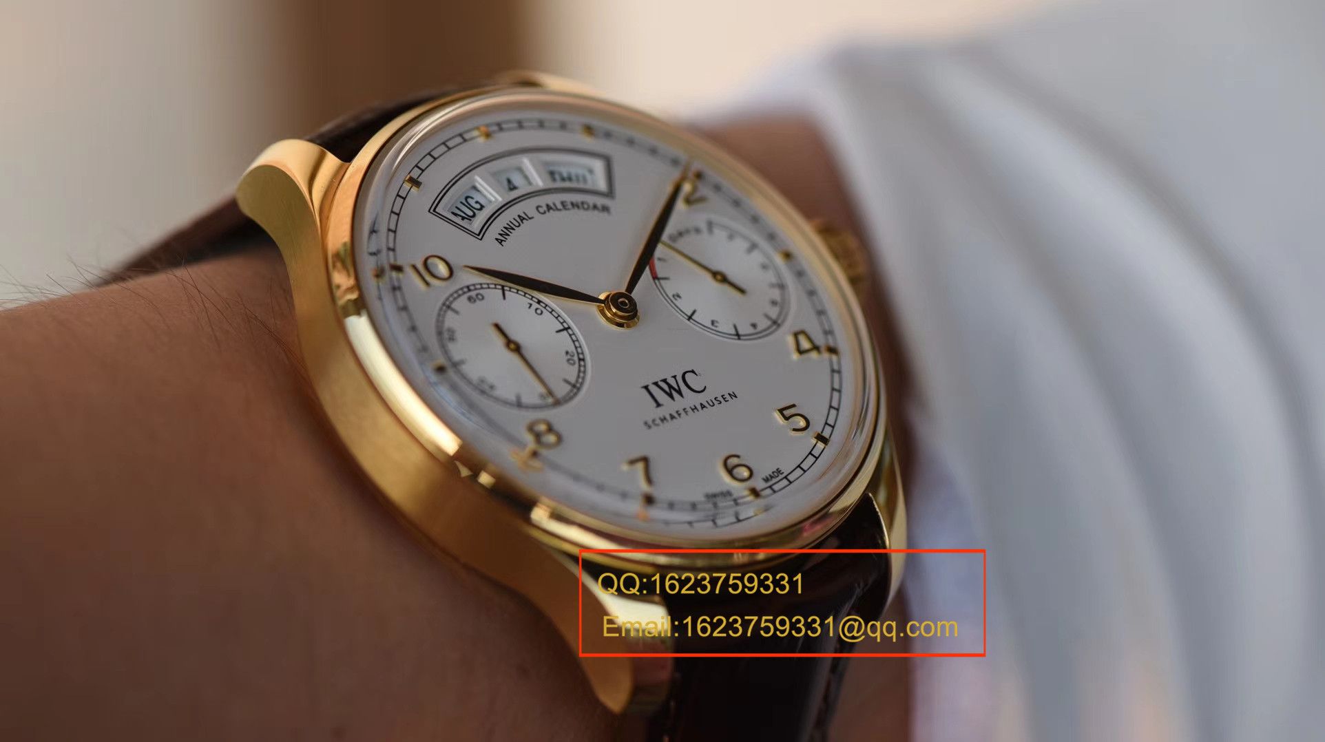 【YL一比一超A高精仿手表】 IWC 葡萄牙年历 wrist watch 系列 IWC 年历黄金壳白面款 / WG105