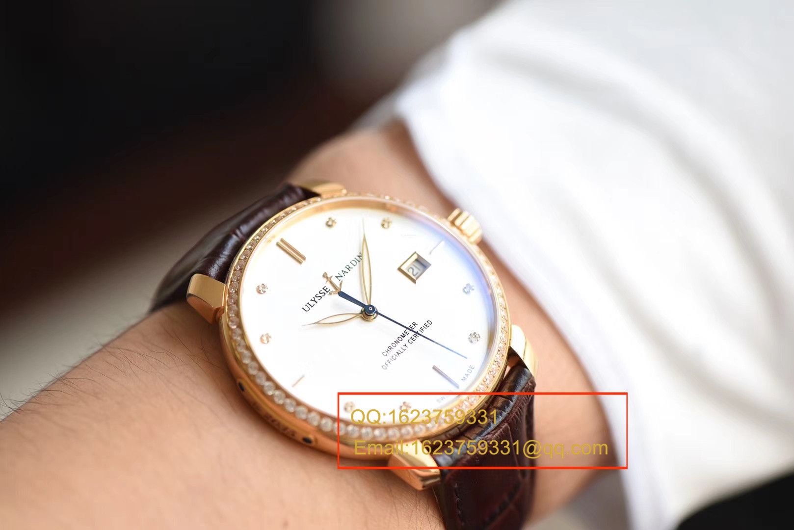 【FK一比一超A高仿手表】 Ulysse Nardin 鎏金系列8156-111-2/92 表圈镶钻 wrist watch  / YD011
