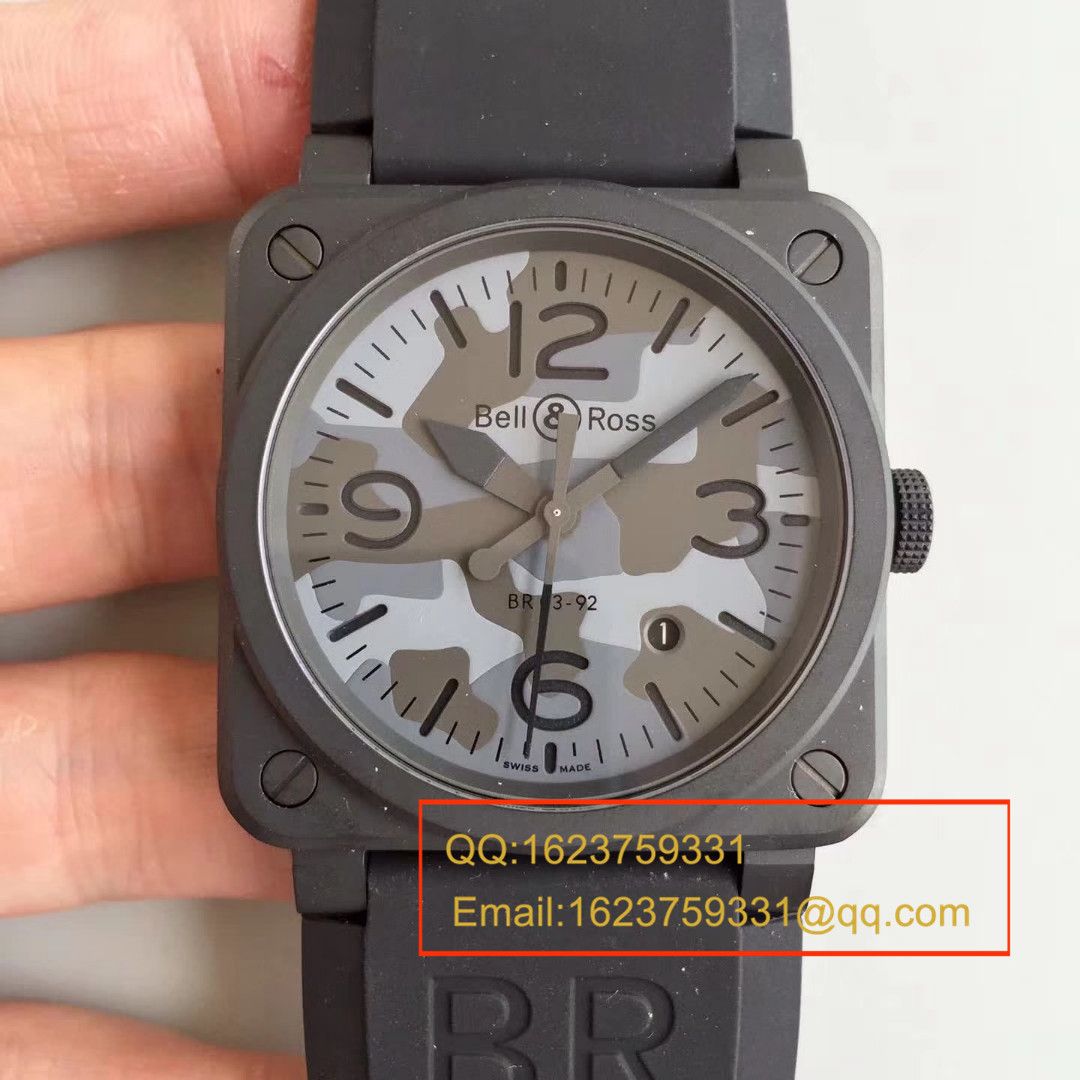 【BR1:1 top 高精仿手表】 Bell & Ross AVIATION系列 BR 03-92 BLACK CAMO wrist watch  / BLS011