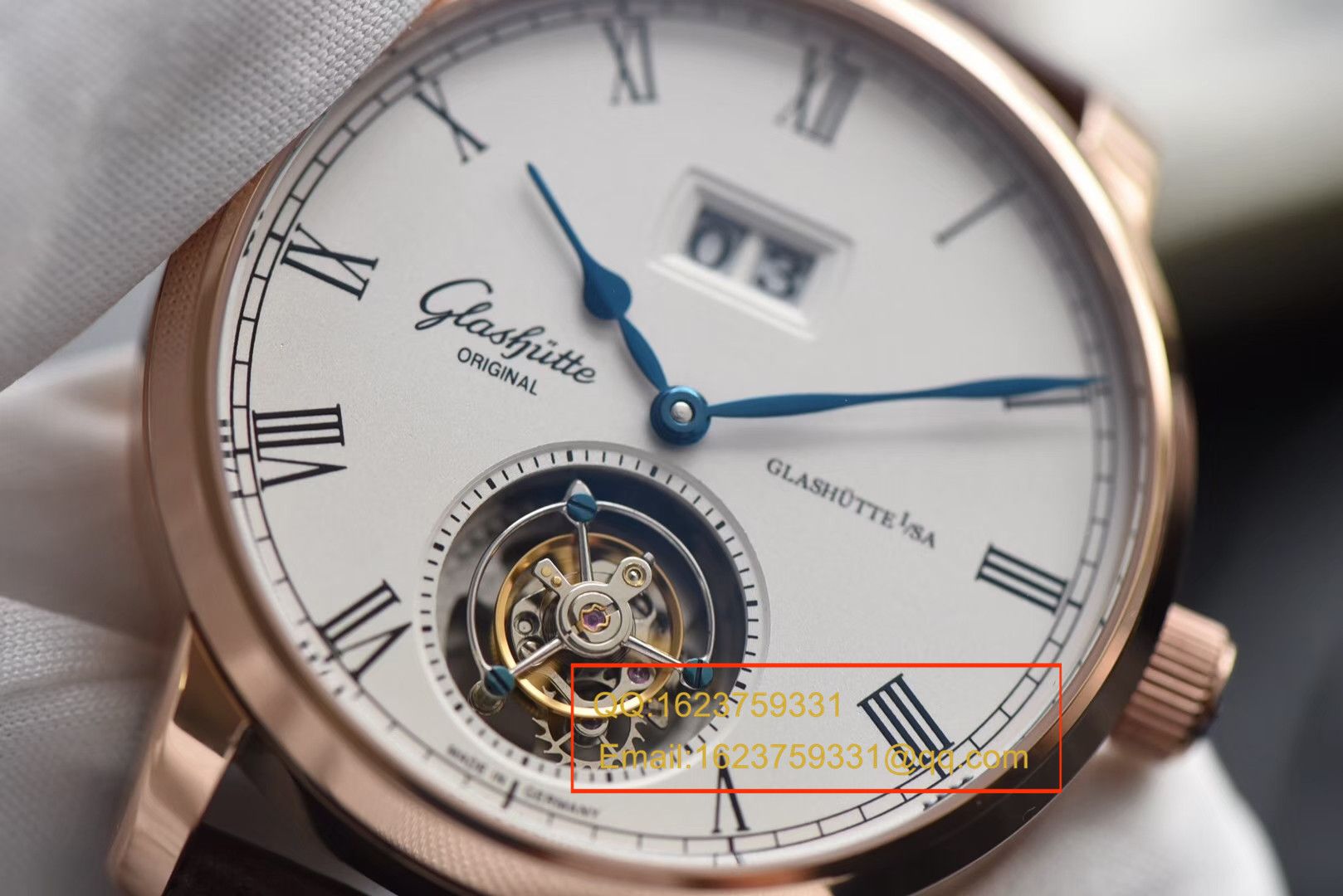 【 Video analysis TF一比一超A高仿手表】glashuette original原创Gelasudi Original艺术与工艺 议员 Tourbillon  wrist watch 系列金壳 / GLA051