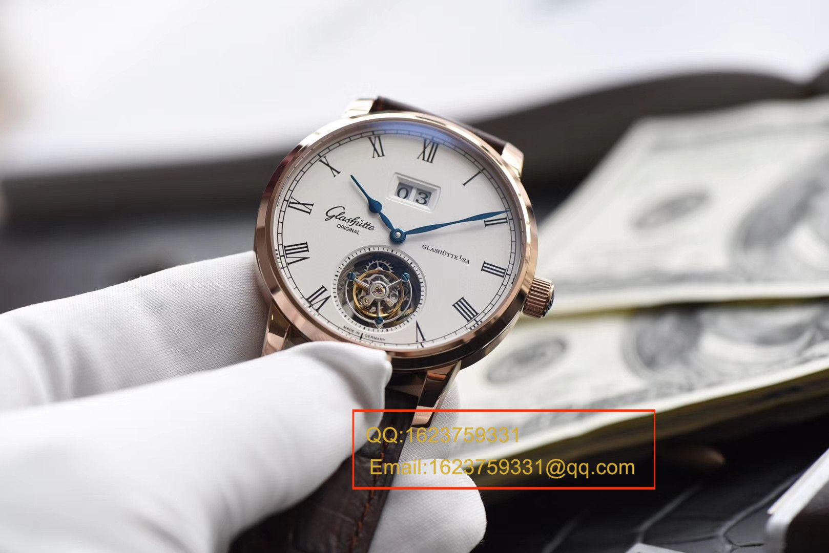 【 Video analysis TF一比一超A高仿手表】glashuette original原创Gelasudi Original艺术与工艺 议员 Tourbillon  wrist watch 系列金壳 / GLA051