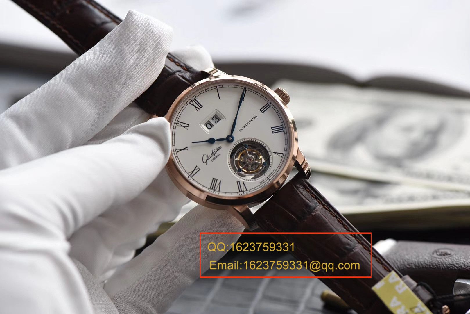 【 Video analysis TF一比一超A高仿手表】glashuette original原创Gelasudi Original艺术与工艺 议员 Tourbillon  wrist watch 系列金壳 / GLA051