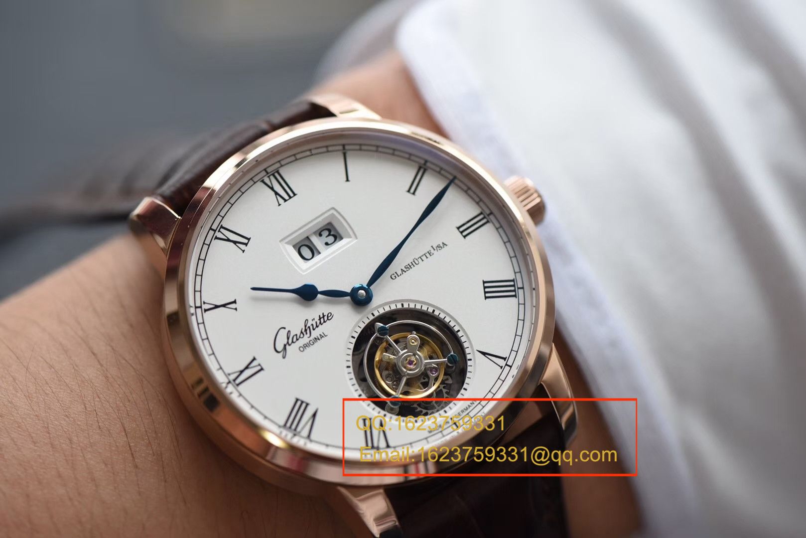 【 Video analysis TF一比一超A高仿手表】glashuette original原创Gelasudi Original艺术与工艺 议员 Tourbillon  wrist watch 系列金壳 / GLA051