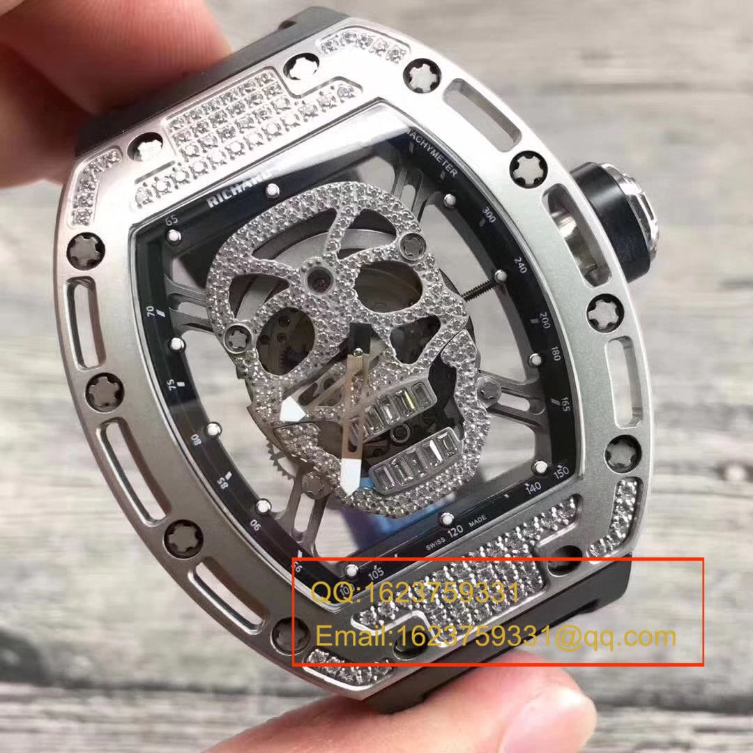 【KV一比一超A高仿手表】RICHARD MILLE RICHARD MILLE男士系列RM 052银色骷髅头满钻 wrist watch  / RM052C