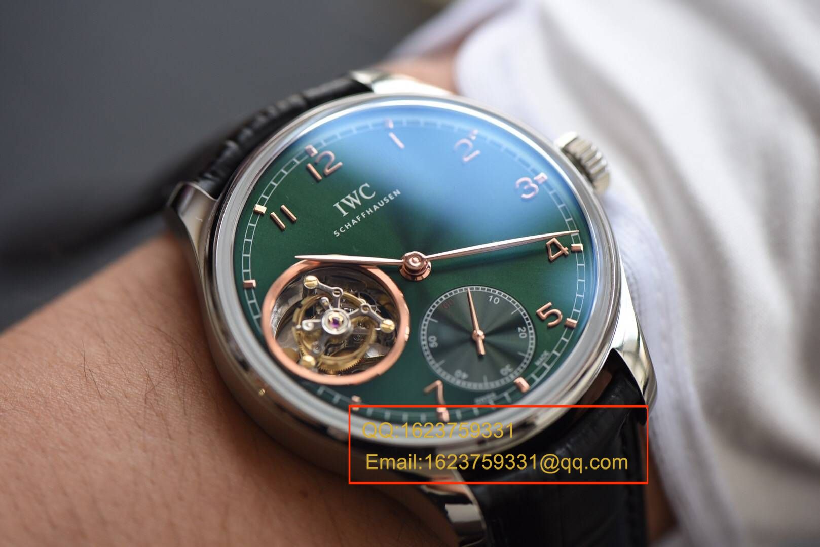 【独家视频测评YL Factory 一比一超A高仿手表】 IWC 葡萄牙九字位 Tourbillon 翡翠绿特别版 / WD0300