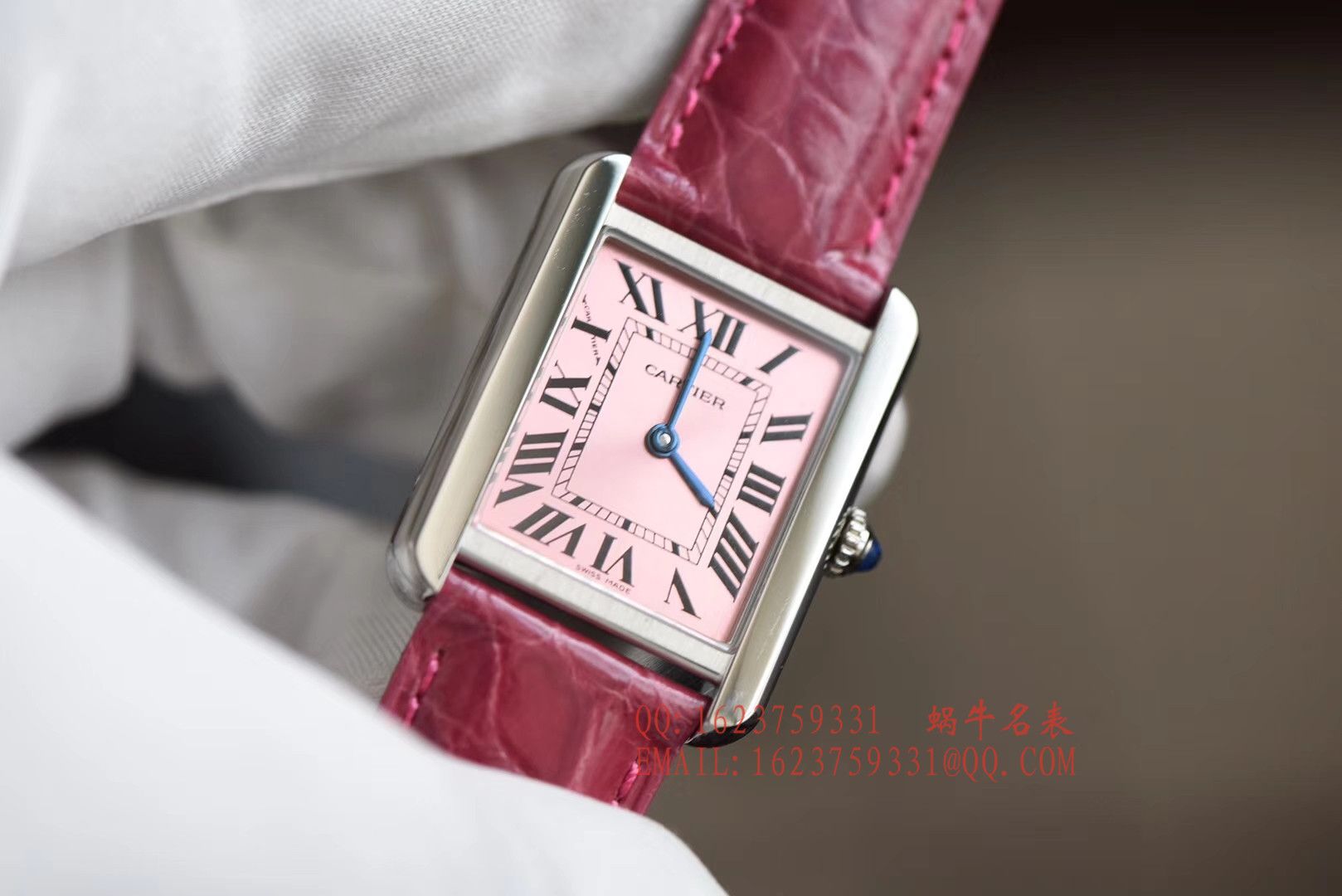 【独家视频测评K11 Factory 一比一超A高仿手表】 Cartier  坦克系列 W5200000 粉色女士石英 wrist watch  / KAD008