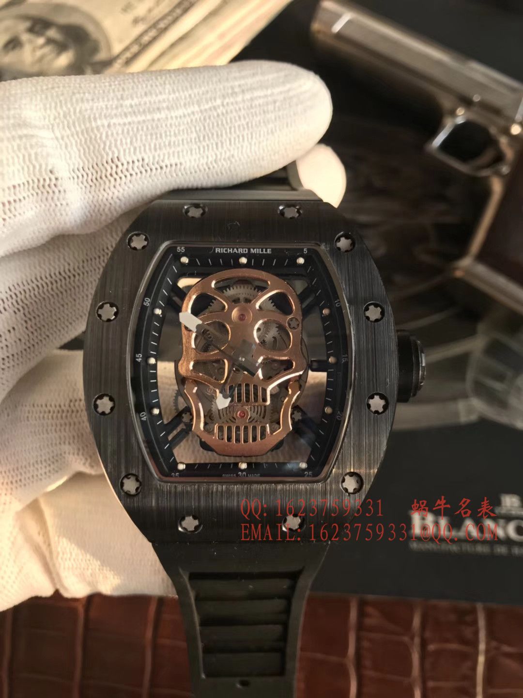 【KV Factory 一比一超A高仿手表】RICHARD MILLE 男士系列RM 52-01潘玮柏同款金色骷髅头 wrist watch  / RM 52-01