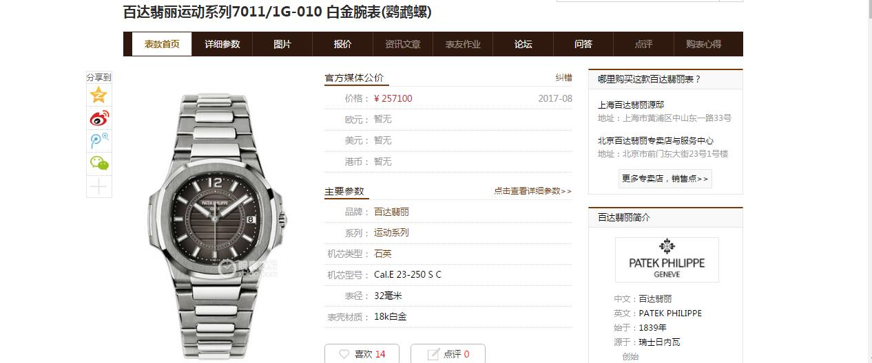 【JJ一比一超A高仿手表】 PATEK PHILIPPE 运动系列7011/1G-001 、7011/1G-010白金 wrist watch 、7011/1R-010 、7011/1R-001玫瑰金女士 wrist watch ( Nautilus ) / BD220