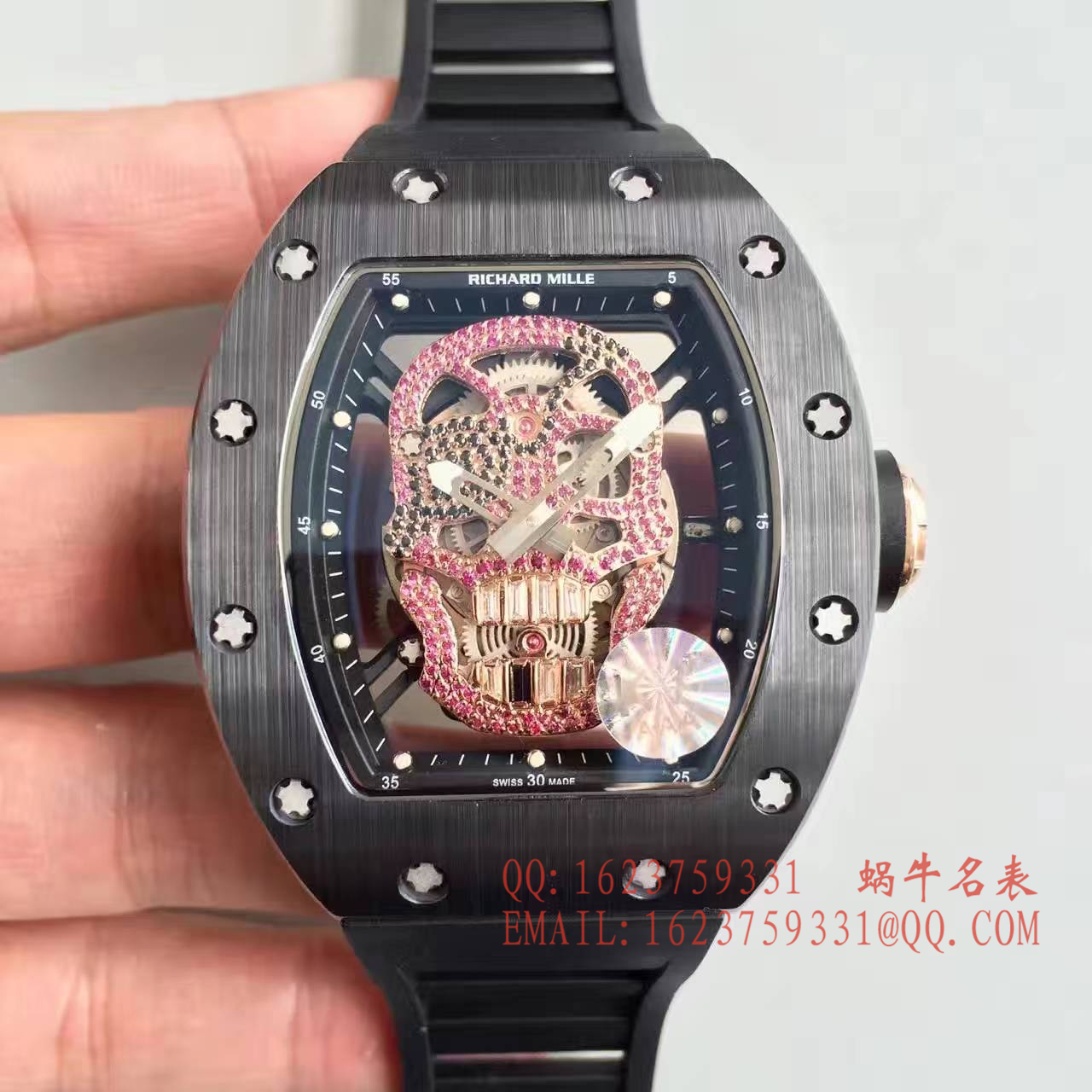 【视频解析】1:1超A精仿KV出品 top 版 RICHARD MILLE 骷髅头RM 52系列手表 / R007