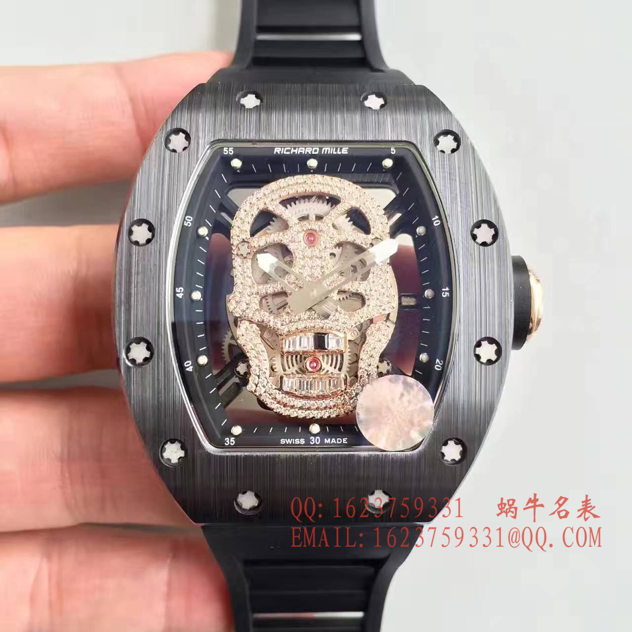 【视频解析】1:1超A精仿KV出品 top 版 RICHARD MILLE 骷髅头RM 52系列手表 / R007