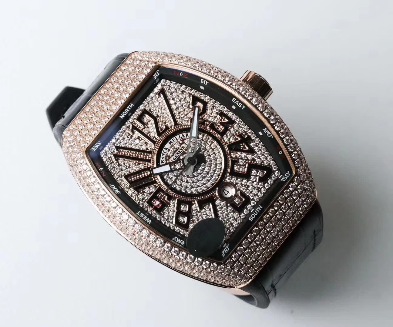 【FM一比一超A高仿手表】 Franck Muller VANGUARD系列Vanguard Lady 白金钻石腕錶 wrist watch  / Franck MullerFL013