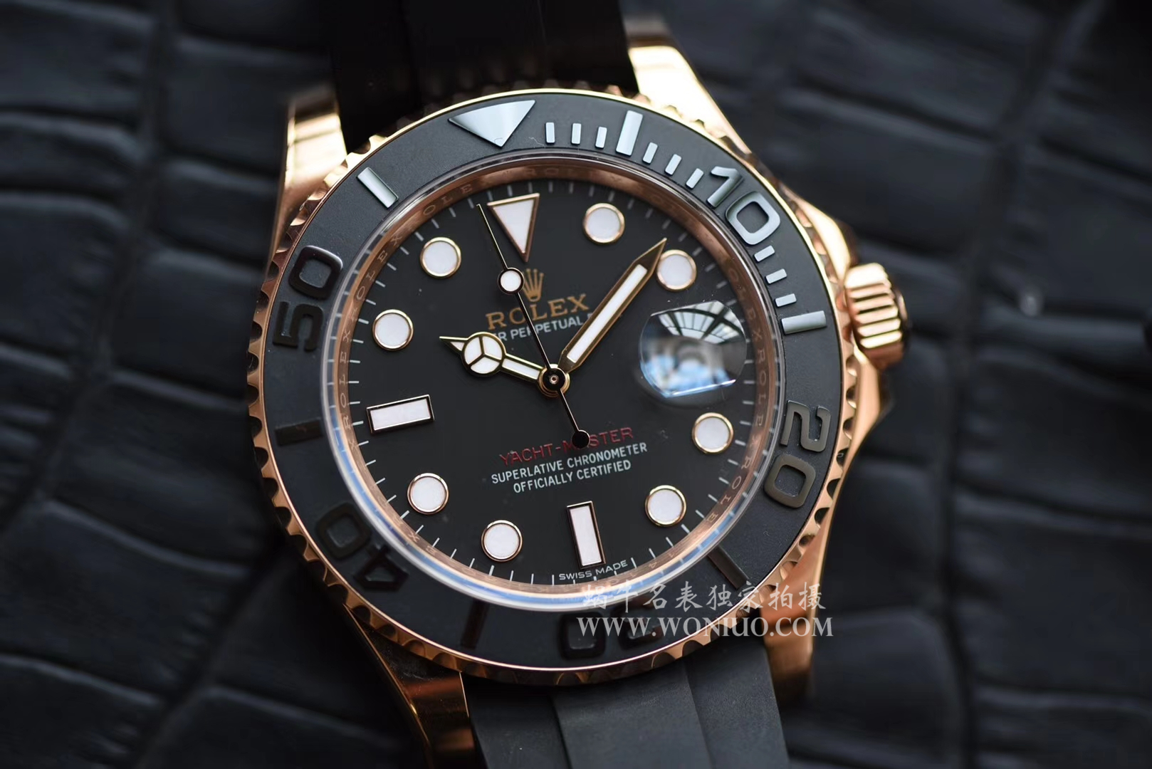 【独家视频测评NOOB Factory 1:1高仿手表】 Rolex  Yacht-Master 系列116655-Oysterflex bracelet金壳 wrist watch   / RBC018