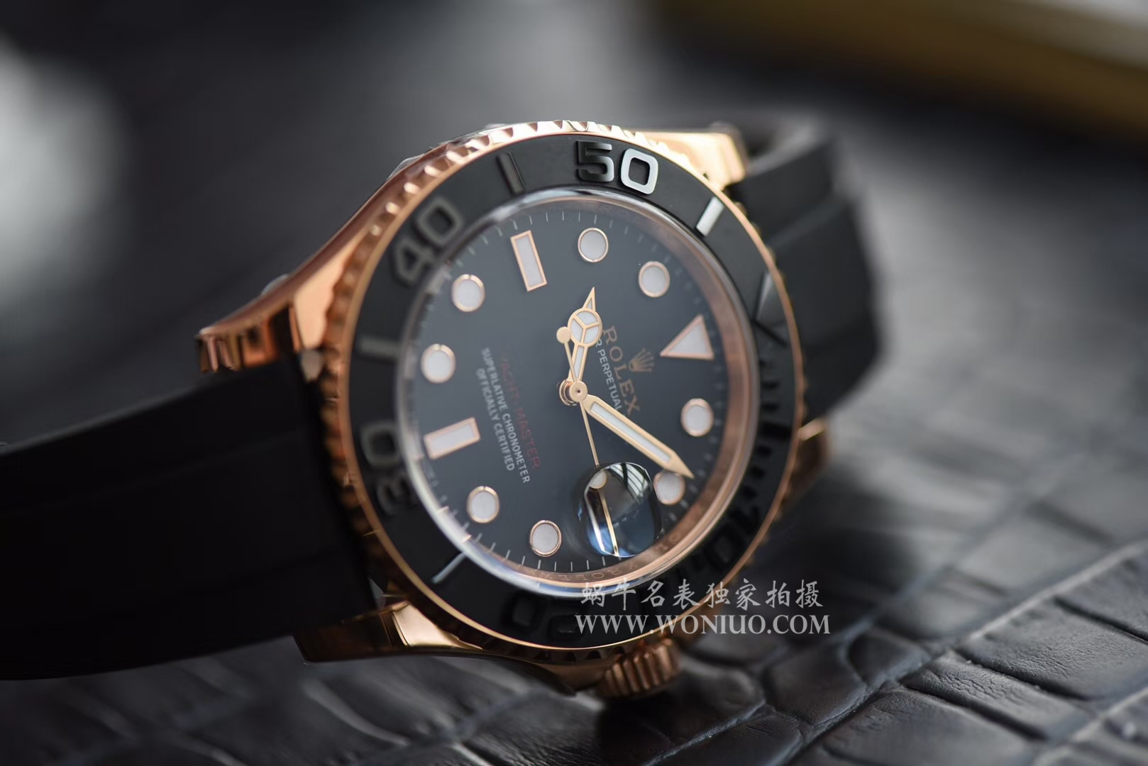 【独家视频测评NOOB Factory 1:1高仿手表】 Rolex  Yacht-Master 系列116655-Oysterflex bracelet金壳 wrist watch   / RBC018